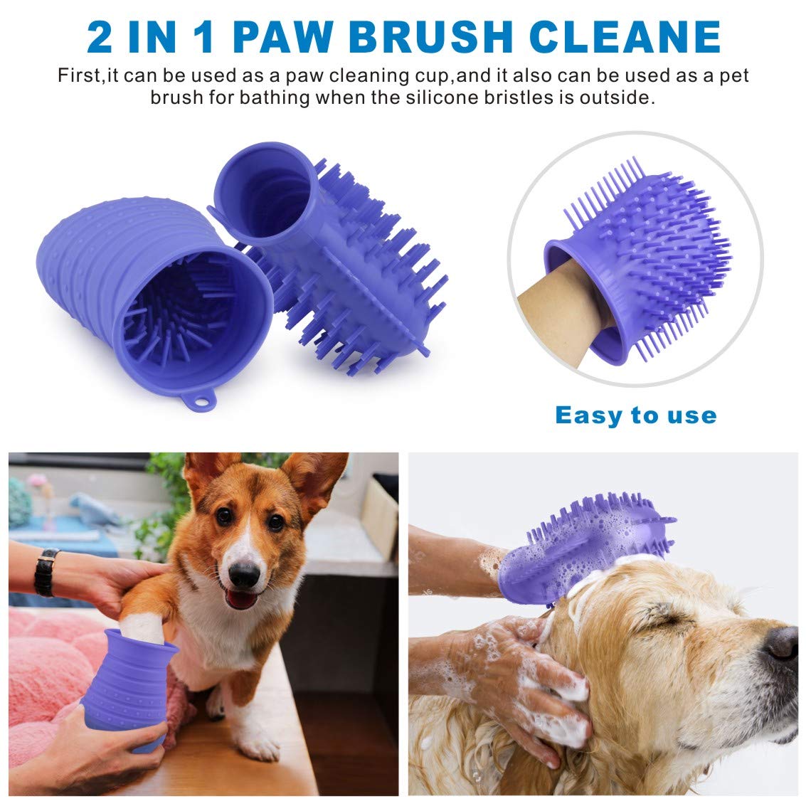 Idepet Dog Paw Cleaner Cup with Towel Pet Foot Washer Protable Dogs Cleaning Brush for Puppy Cats Massage Grooming Dirty Claws (