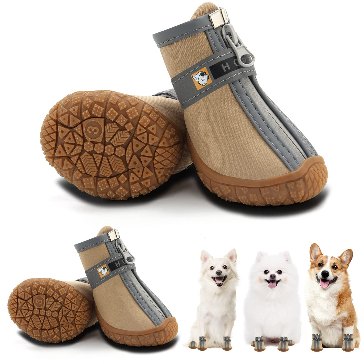 Hcpet Dog Shoes For Small Dogs Boots, Waterproof Dog Booties Paw Protector For Hot Pavement Winter Snow Hiking Booties 4Pcs