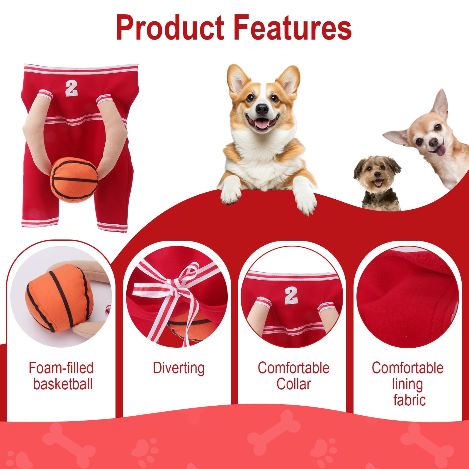 Mewzoo Dog Basketball Costume With Ball - Adjustable Funny Pet Sports Outfits For Easter, Cute Cosplay Clothes For Small Medium