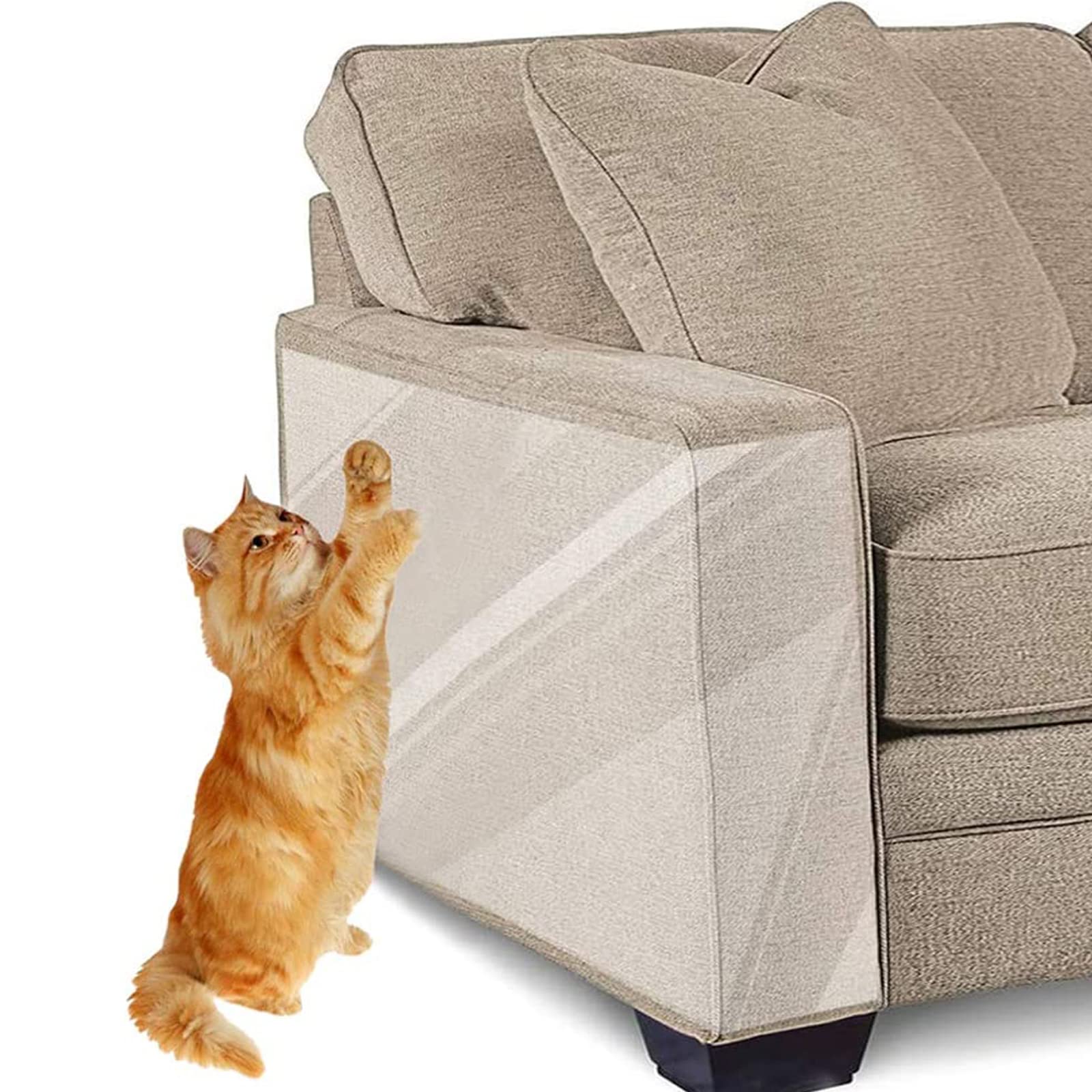 Cat Scratcher For Indoor Cats - 12X17 Inches, 8 Pcs Furniture Protector, Wide Double Side Anti-Scratch Deterrent Tape, Pet Scratch Pad For Pretector Couch, Door, Wall, Carpet