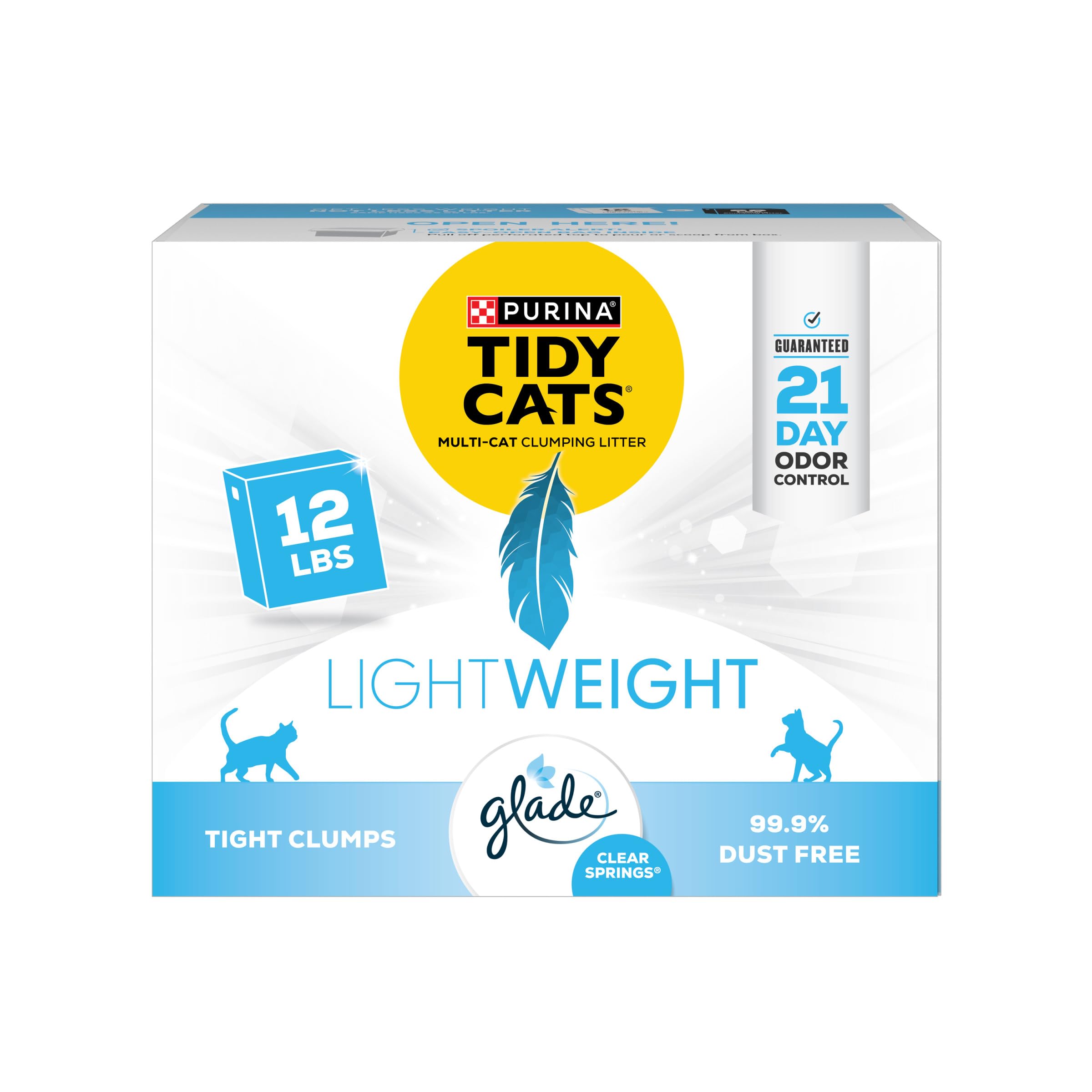 Purina Tidy Cats Low Dust, Multi Cat, Clumping Cat Litter Odor Control Formula, Lightweight Glade Clear Springs - 12 Lb. Box