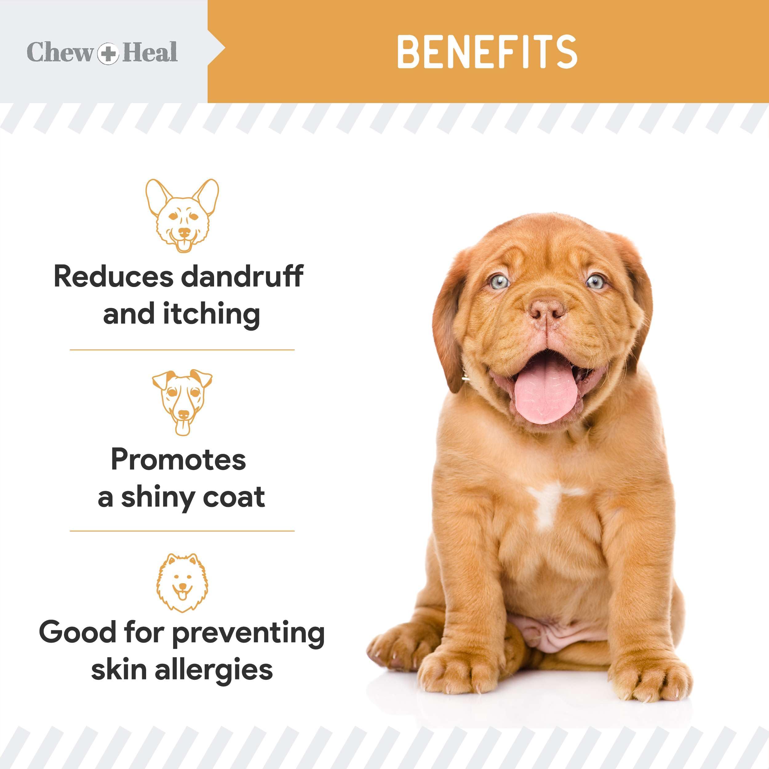 Salmon Oil for Dogs - 180 Soft Chew Omega Treats for Skin and Coat - Fish Oil Blend of Essential Fatty Acids, Omega 3 and 6, Vit