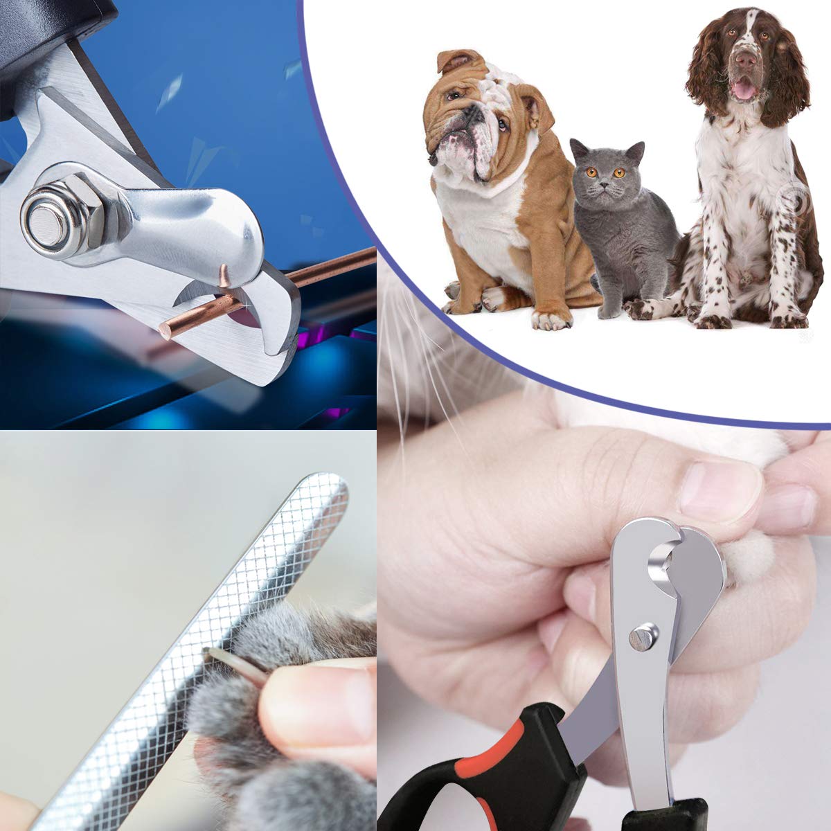 Ldjzon Pet Nail Clippers And Trimmers Set Safety Guard To Avoid Over Cutting Razor Sharp Blades Grooming Tool For All Small Large Dog Cat Red