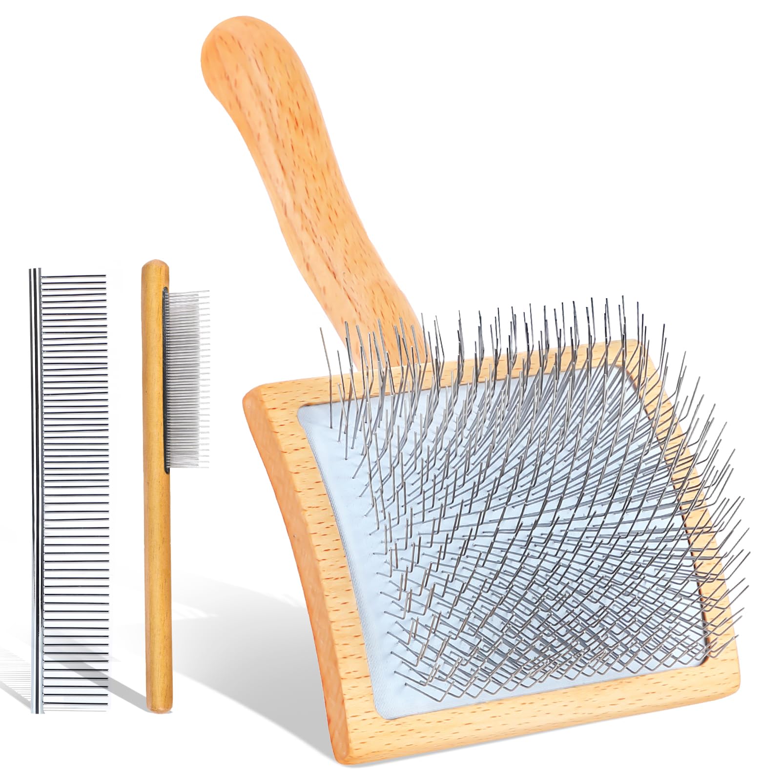 COZYGIFT Large Dog Brush for Medium or Long Haired Dogs, Long Pin Slicker Brush for Removes Loose Hair, Tangles and Knots, Best 