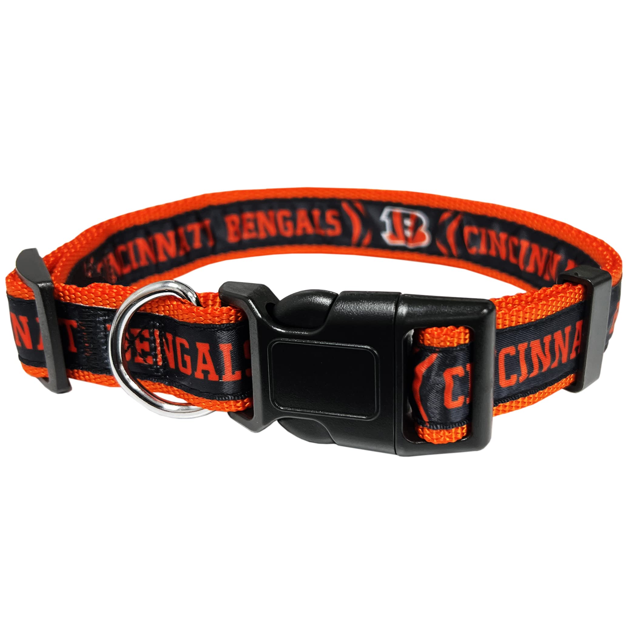 Pets First NFL Cincinnati Bengals Licensed PET COLLAR, Small - Heavy-Duty, Strong, and Durable Dog Collar. Available in 31 Footb