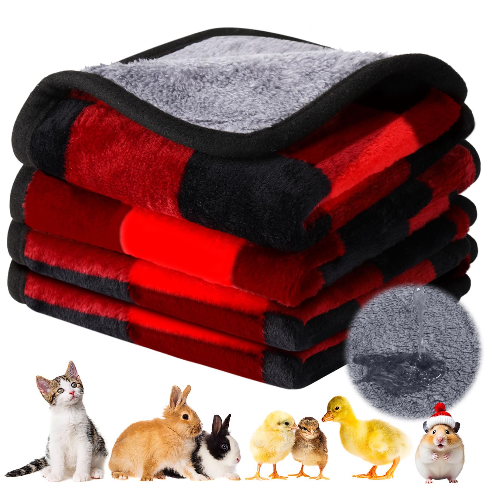 Reginary 4 Pcs Waterproof Guinea Pig Blankets Washable Small Animal Fleece Bedding Guinea Pig Cage Liners Reusable Training Pads