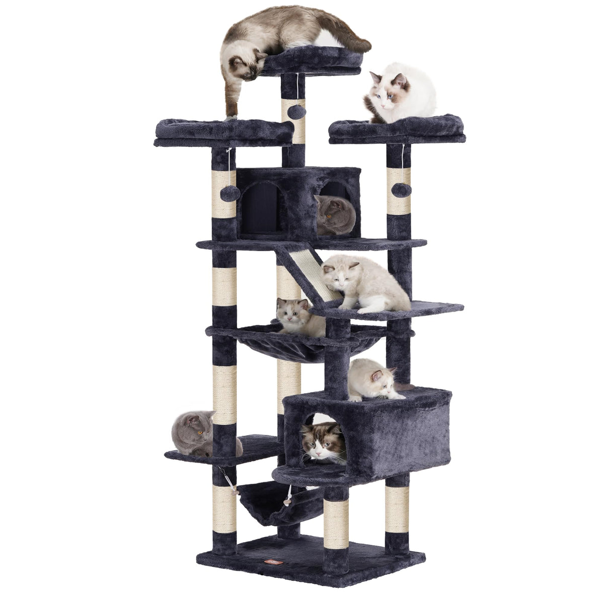 Heybly Cat Tree, 73 Inches Tall Cat Tower For Large Cats 20 Lbs Heavy Duty For Indoor Cats,Big Cat Furniture Condo For With Padd