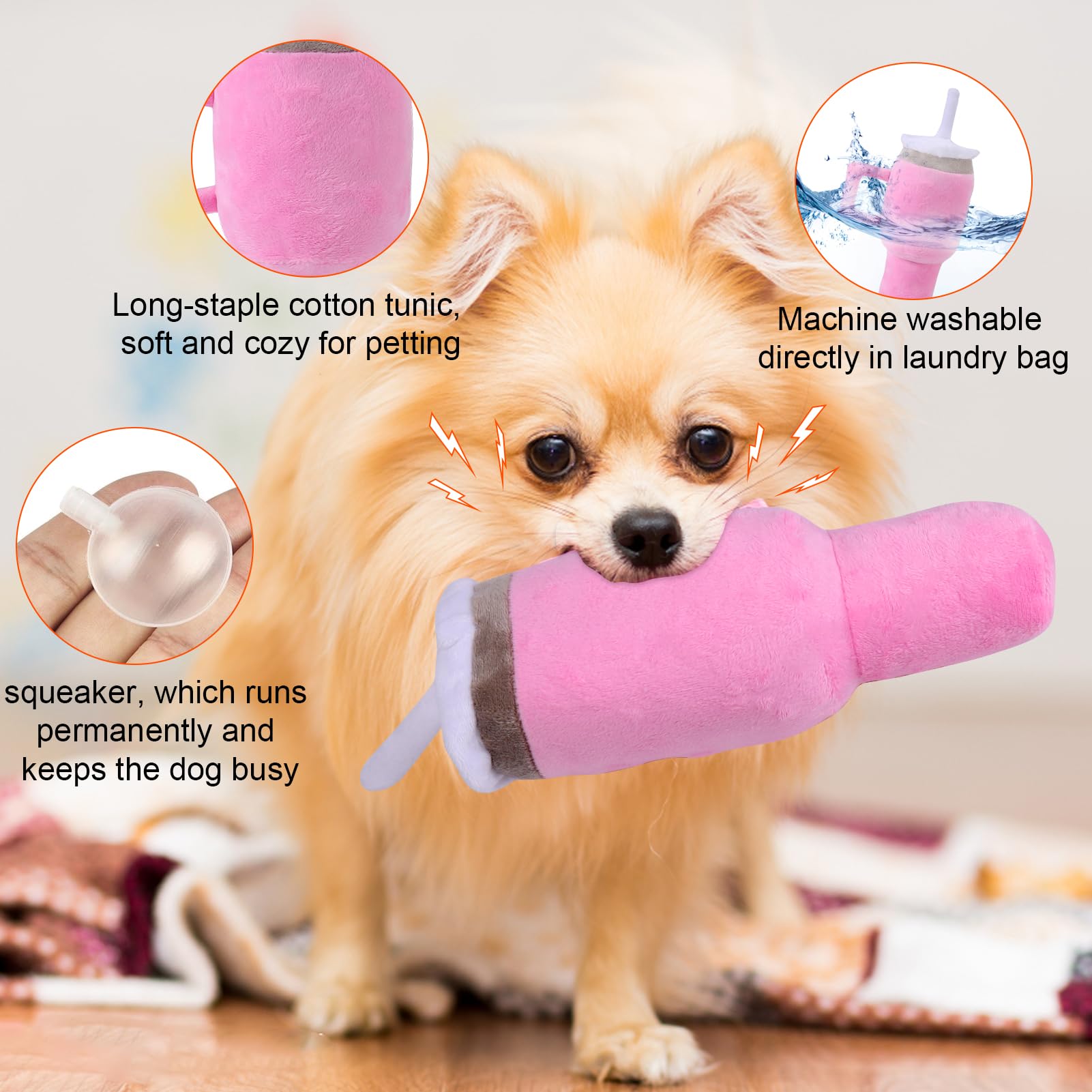 Mity rain Funny Tumbler with Handle Cup Dog Toys,Squeaky Dog Toys Interactive Fluff and Tuff Dog Toys for Small Dogs/Large Dogs/