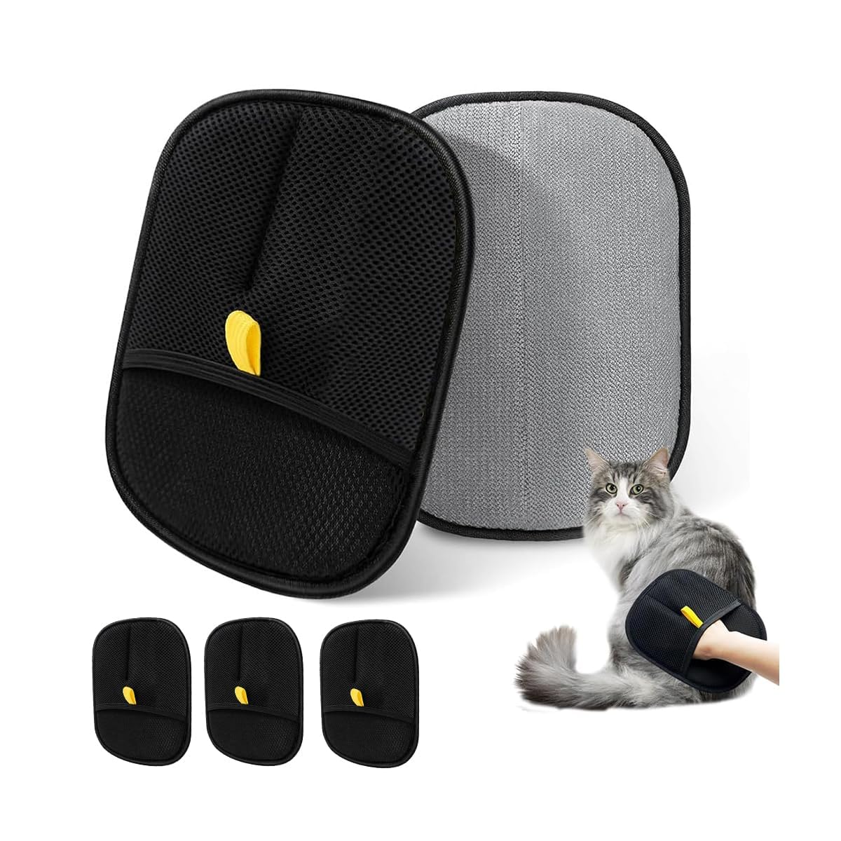 Labros Pet Hair Removal Gloves Grooming Mitt, 3 Pcs