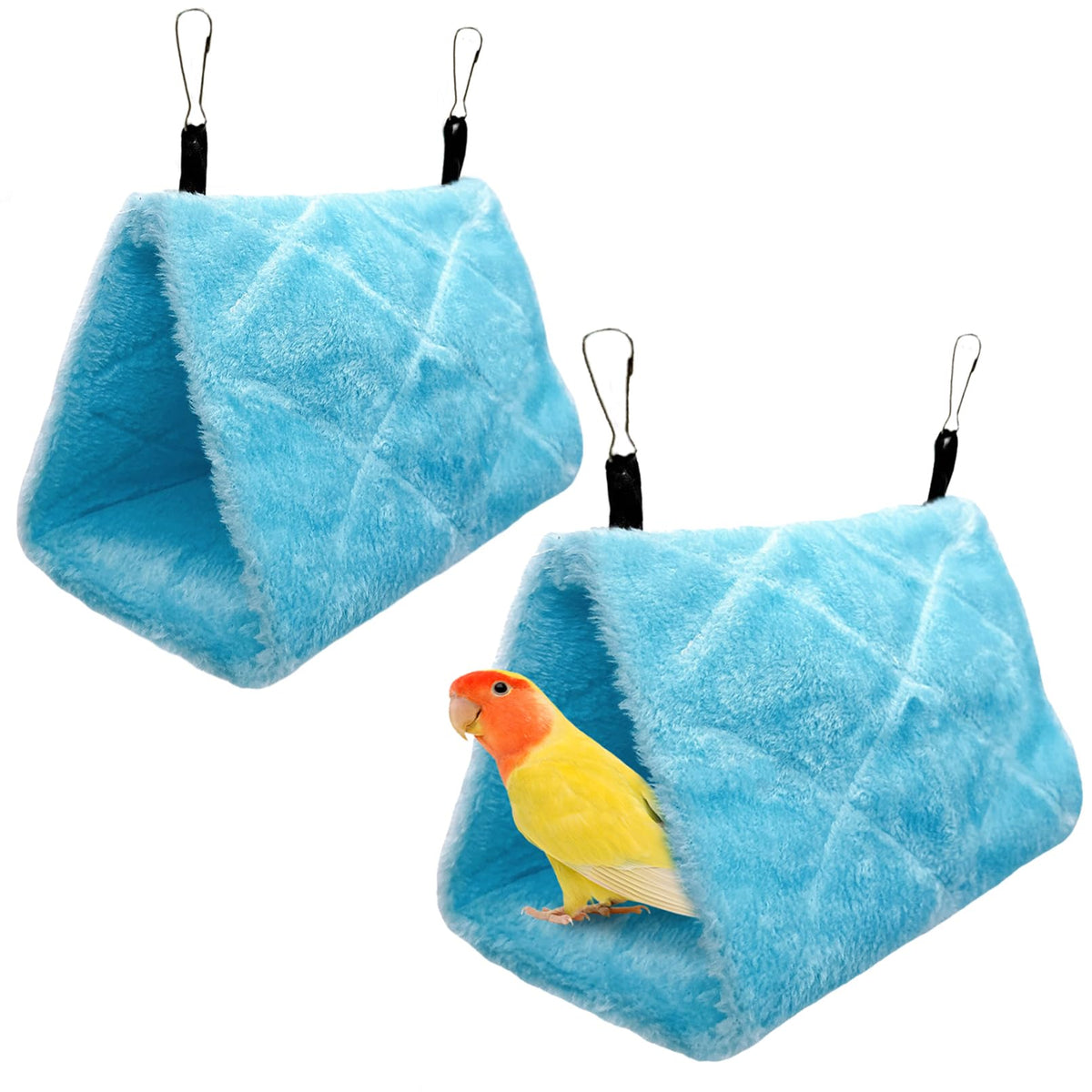 2Pcs Bird Tent Plush Hammock Warm Hut Hanging Nest For Cage 9.4''X5.9''X7.0'' Snuggle Sleeping Bed Parrot Hideaway Cave For Eclectus Parakeet Cockatiels Cockatoo Lovebird