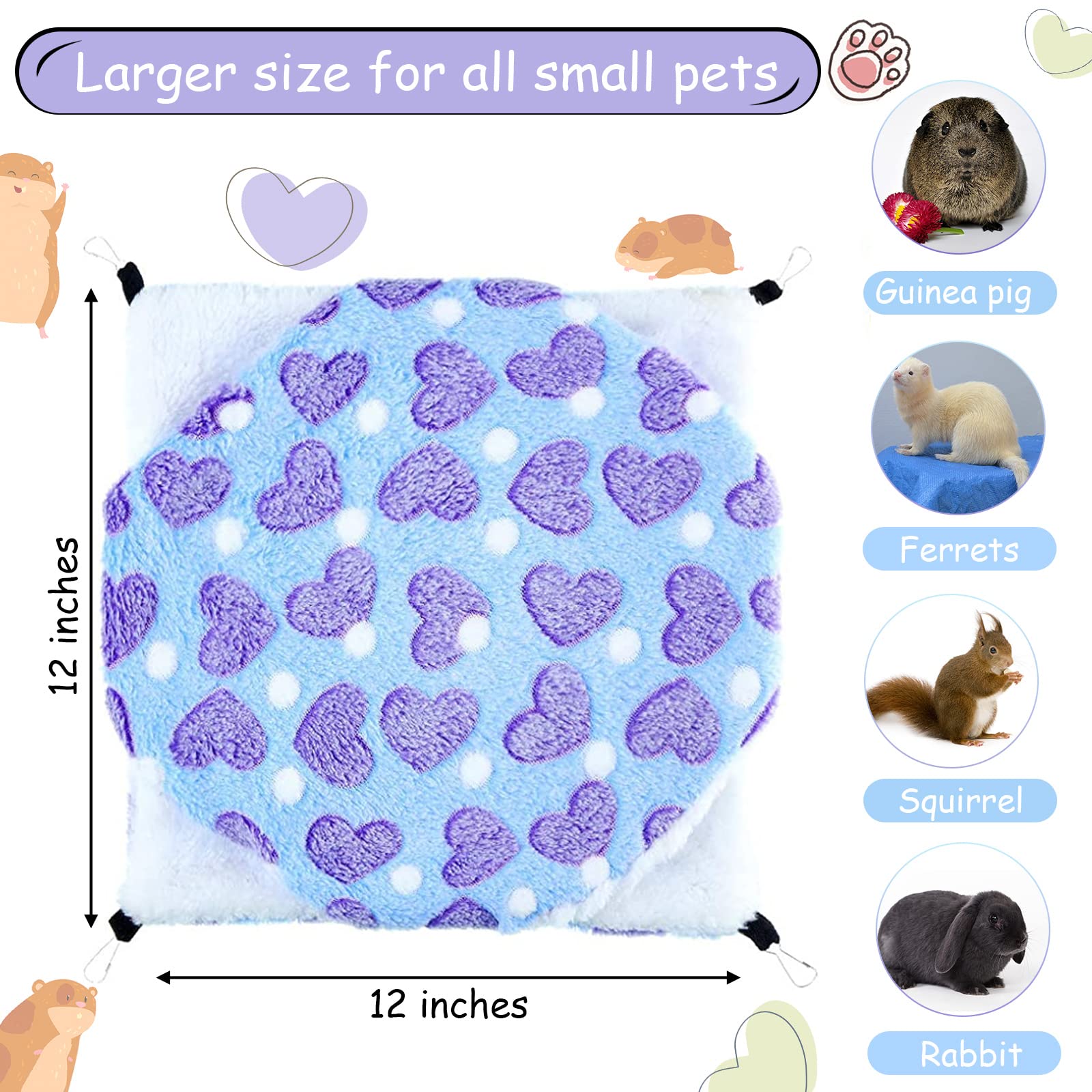 Boao 2 Pcs Guinea Pig Rat Hammock Hamster Hanging Hammock/ Accessories For Small Animals Chinchilla Parrot Sugar Glider Ferret (