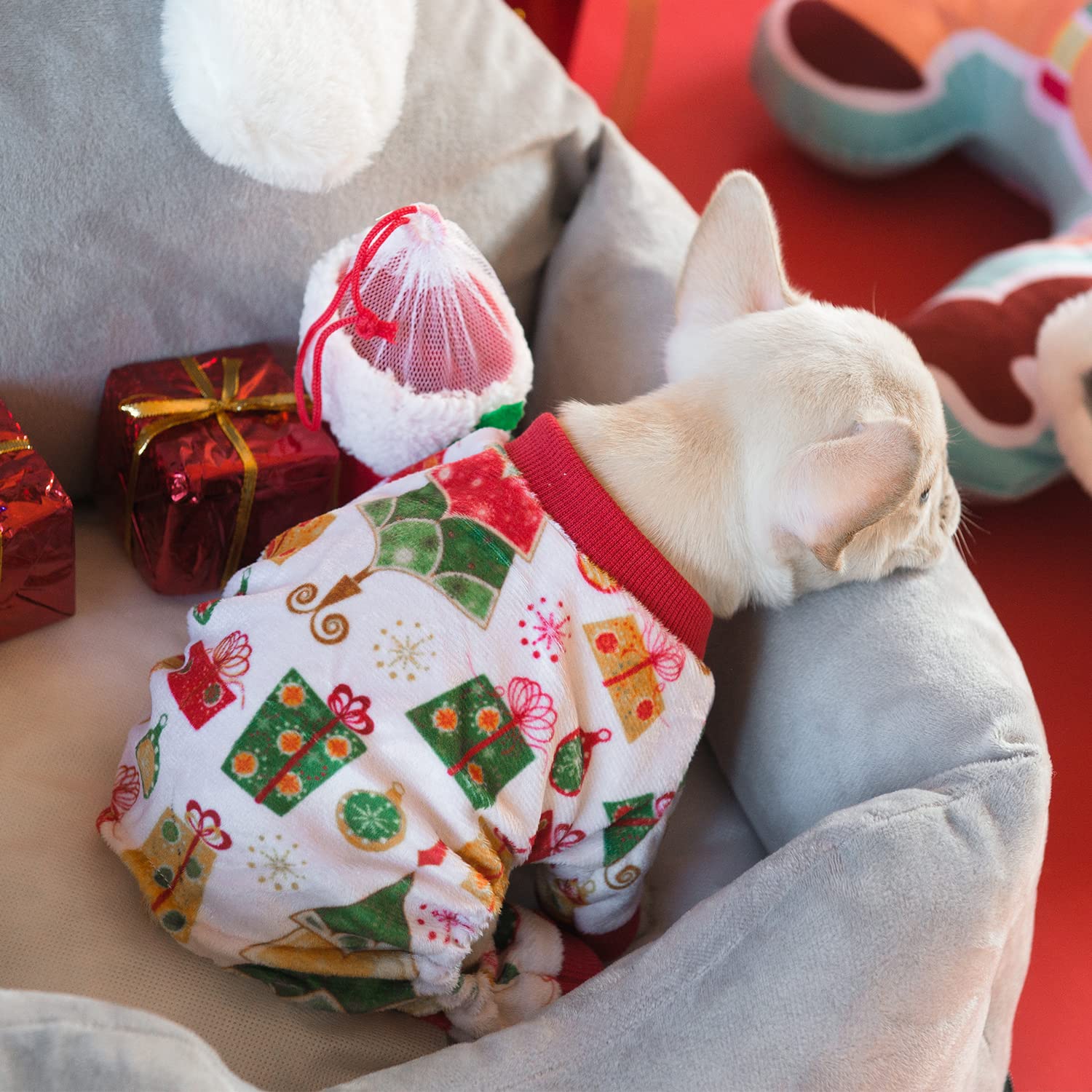 Cutebone Dog Pajamas Christmas Tree Dog Apparel Dog Jumpsuit Pet Clothes Pajamas P17Xs