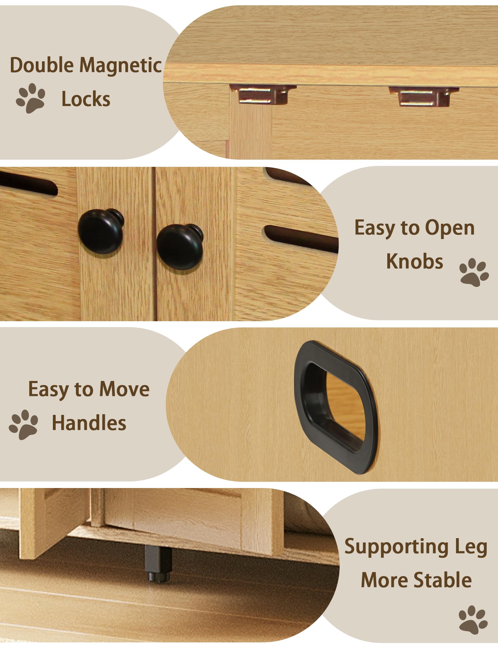 Dinzi Lvj Litter Box Enclosure For 2 Cats, Hidden Litter Box Furniture With Double Rooms, Dual Pet House With Good Ventilation,