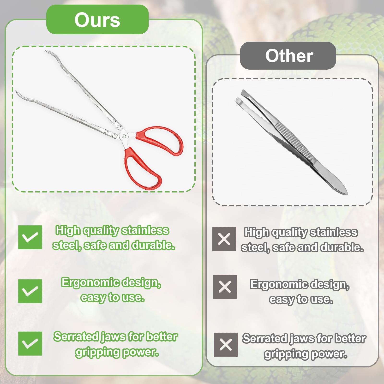 Fwunyvn Reptile Feeding Tongs,Bent-Billed Snake Feeding Tongs Non-Skidding Easy-Grip Tweezers,Long Large Tweezers Python Accesso