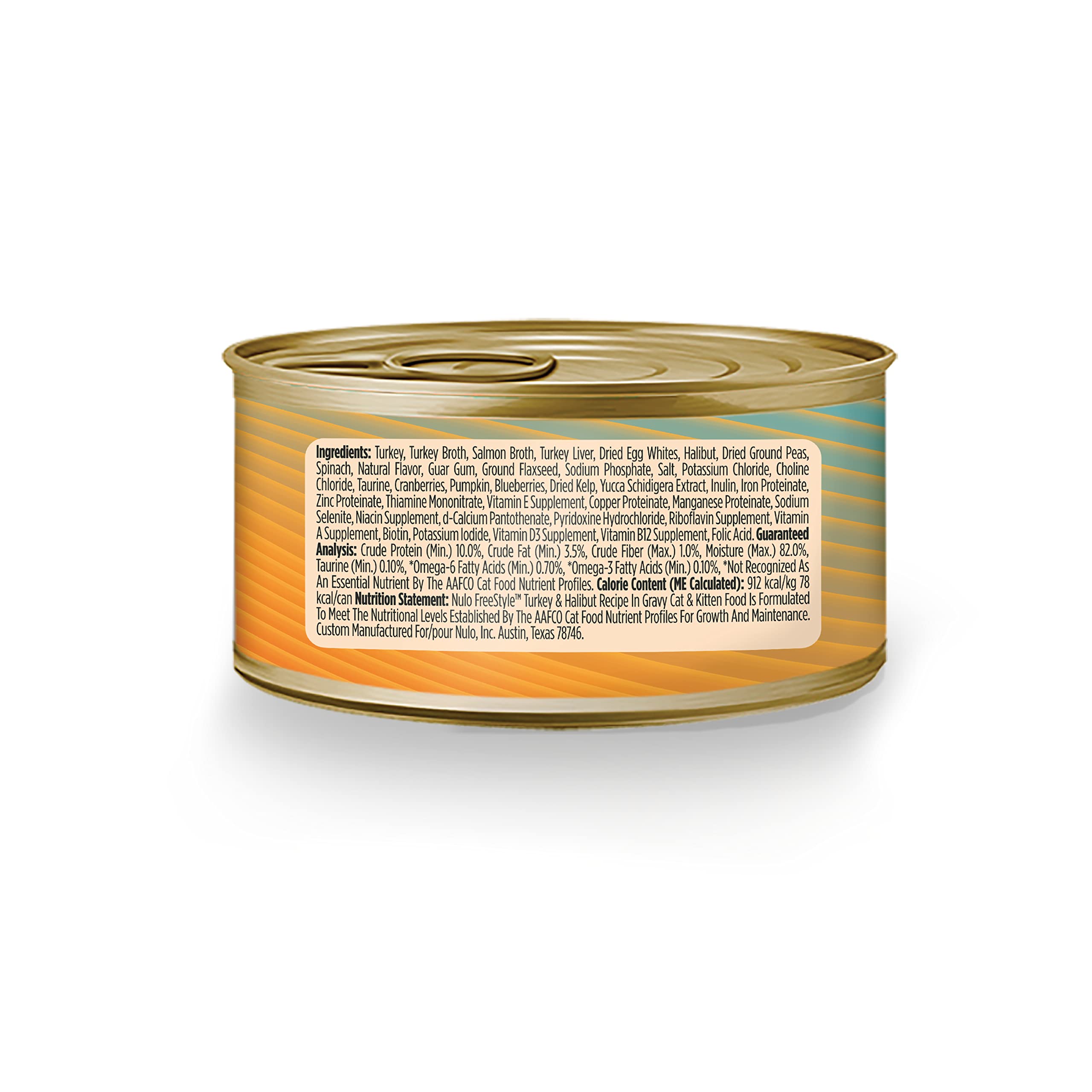 Nulo Turkey & Halibut Shredded Wet Canned Cat Food, 3 Ounce (Pack of 24)