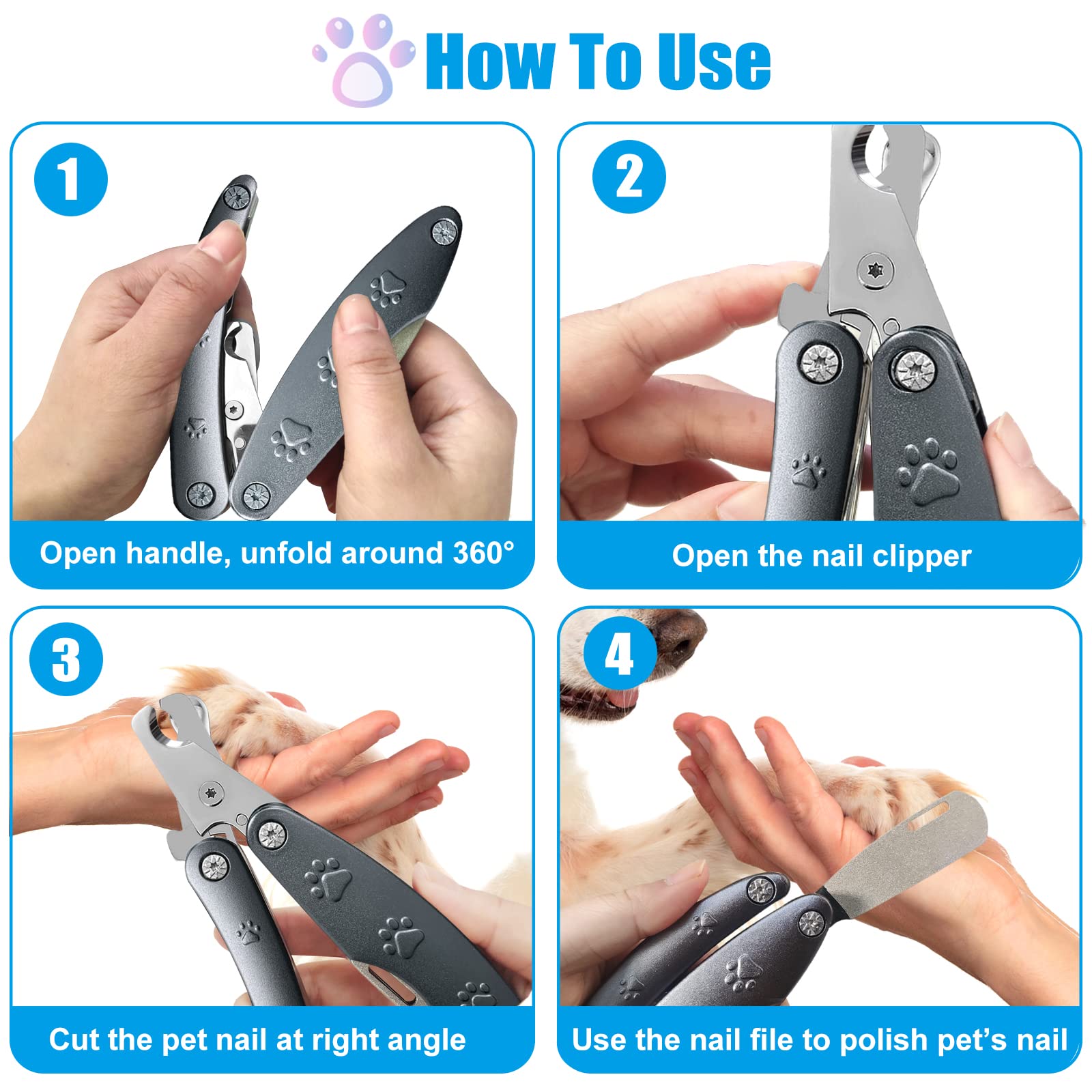 Best Dog Nail Clippers For Anxiety Sensitive Dog, Quiet Sharpest Smoothest Dog Nail Trimmers For Extra Large Medium Small Size Breed, Heavy Duty Metal Dog Nail Cutter For All Dogs With Thick Toenail
