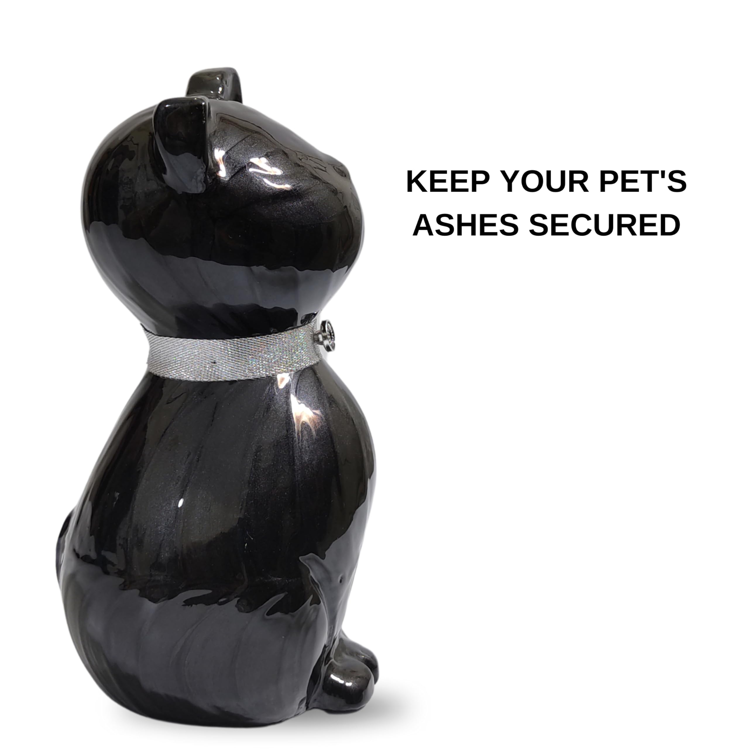 Ayzcorp Cat Memorial Urn, Beautiful Container For Ashes - Cremation Keepsake For Remembering Pets - Decorative Cat Urn-Black,Pur
