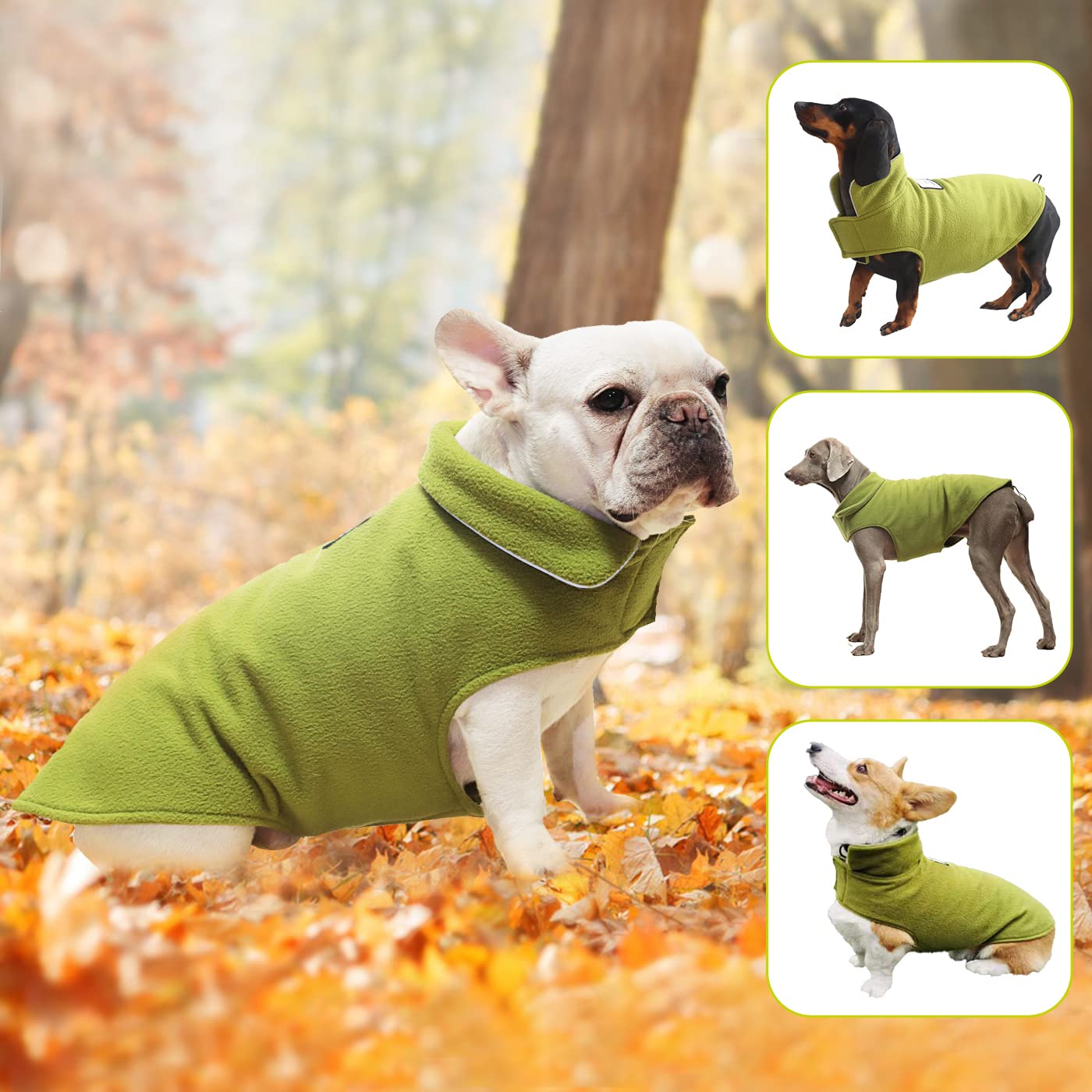 Fleece Dog Coat Pet Jacket Reflective For Cold Weather For Extra Large To Small Pets(Red,Xl)