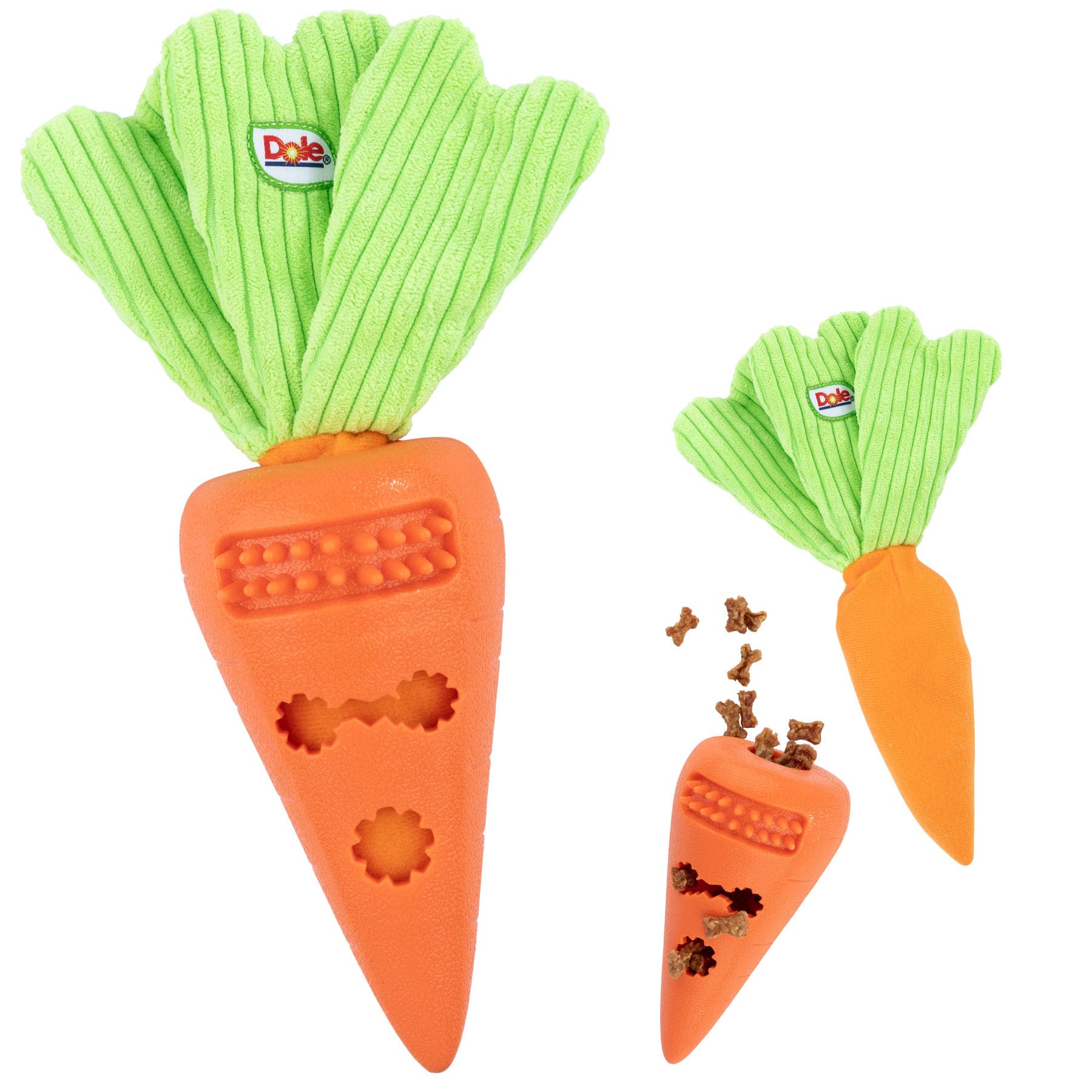 Dole for Pets Dog Puzzle Toy with Crinkle Squeak Insert, Dog Enrichment Toys, Carrot Dog Treat Toy, Great Mental Stimulation for