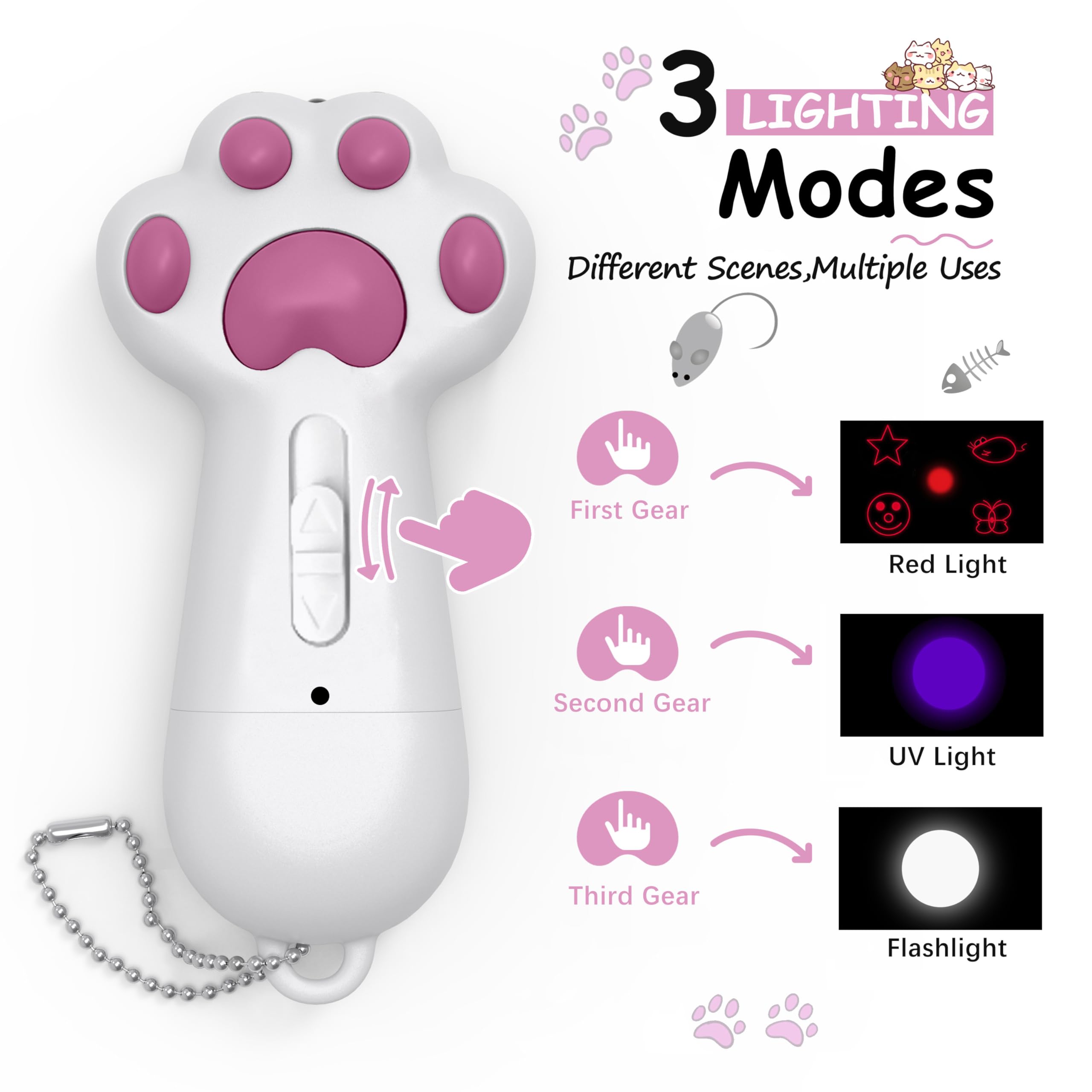 Fynigo Interactive Cat Toys For Indoor Cats And Dogs,7 In 1 Usb Rechargeable Cat Teaser Toy For Chasing And Exercise