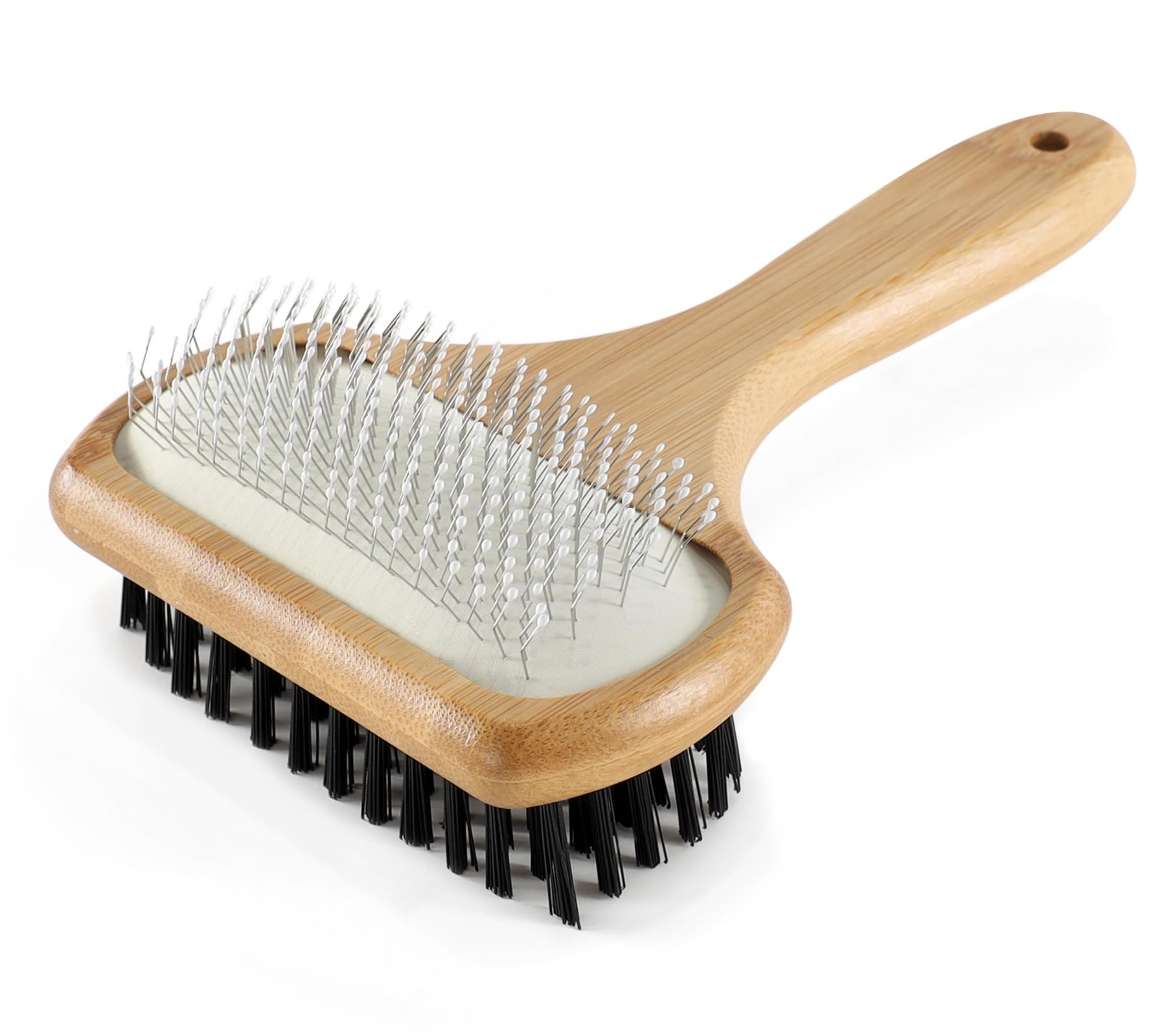 Vimfashi Double Sided Dog Grooming Brush For Long Or Short Haired Pets Dog Slicker Brush With Bamboo Handle For Removing Sheddin