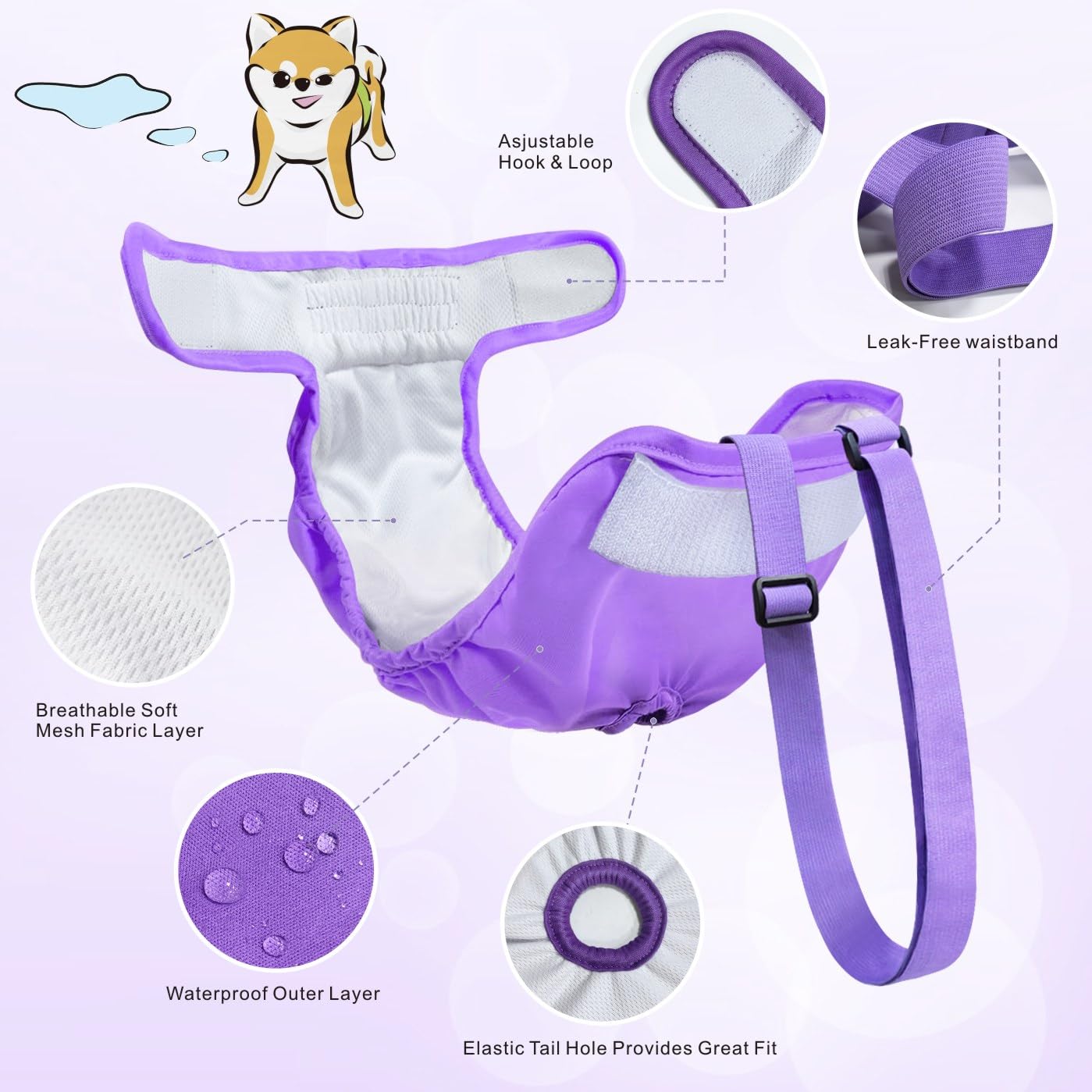 Idepet Female Dog Diapers With Suspender 3 Pack Washable Reusable Doggie Diapers For Small Medium Female Dog In Heat Period Cycl