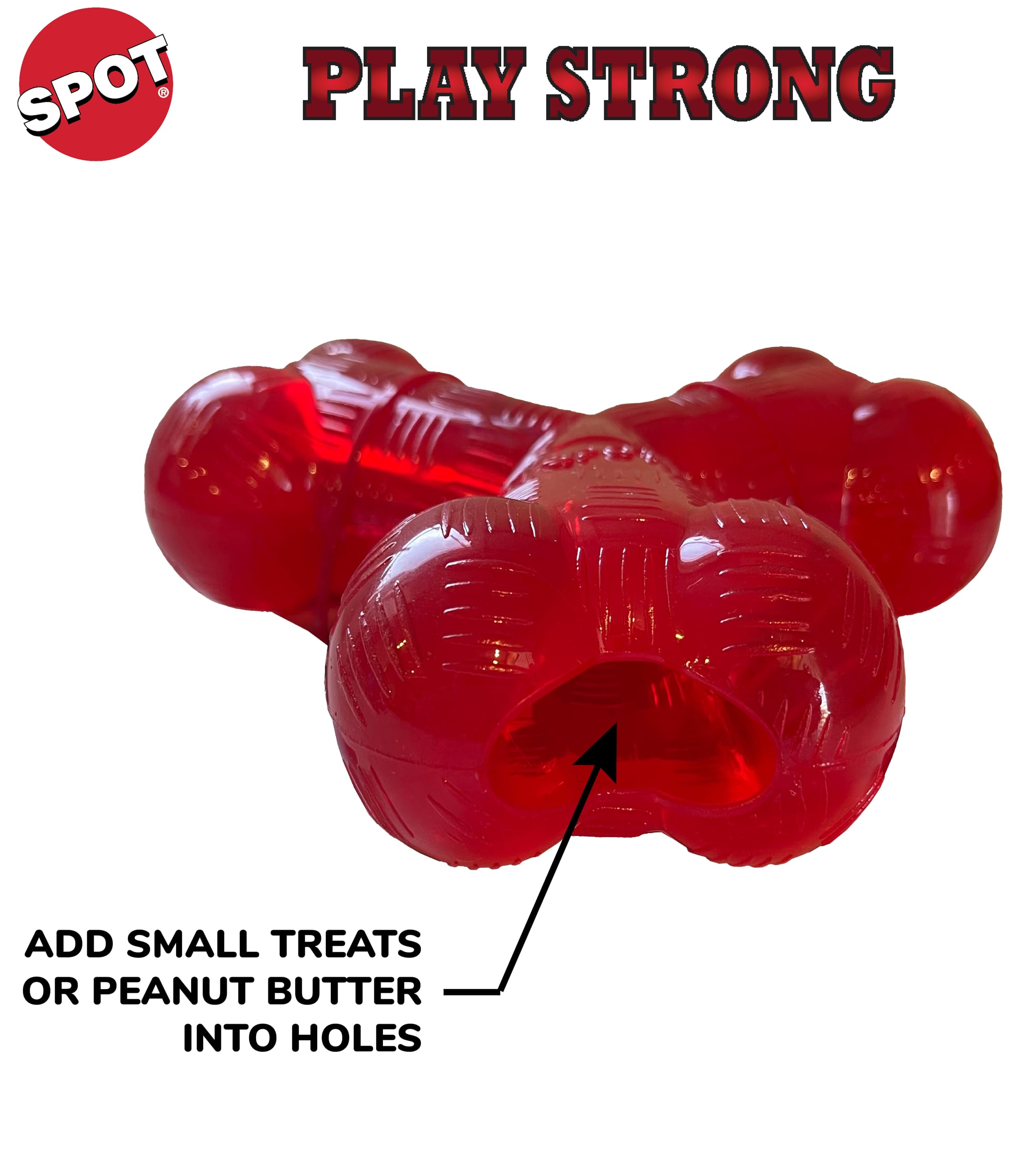 SPOT by Ethical Products - Play Strong - Trident Bone - Dog Toy for Aggressive Chewers Interactive Durable Dog Toy Red 6-Inch