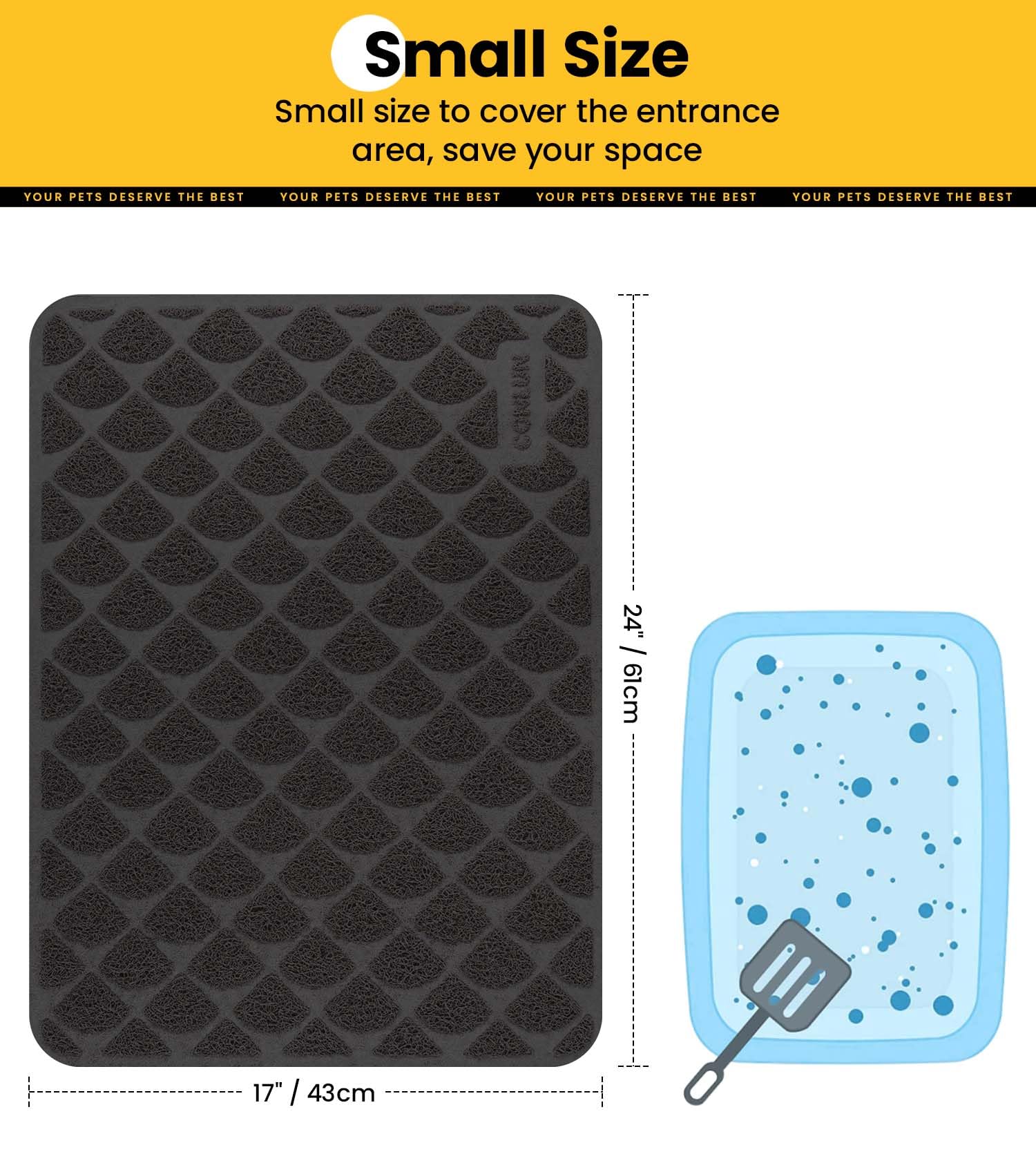 Conlun Cat Litter Mat Litter Trapping Mat, 24   X 17    Premium Durable Pvc Cat Litter Box Mat With Scatter Control, Non-Slip, L