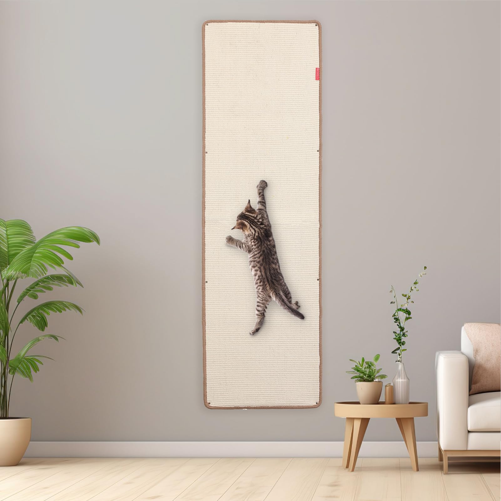 66.93X19.68X0.32 Inch Thickened Cat Wall Scratcher Carpet, Cat Climbing Wall, Durable Furniture, Tall Scratching Post, Scratcher