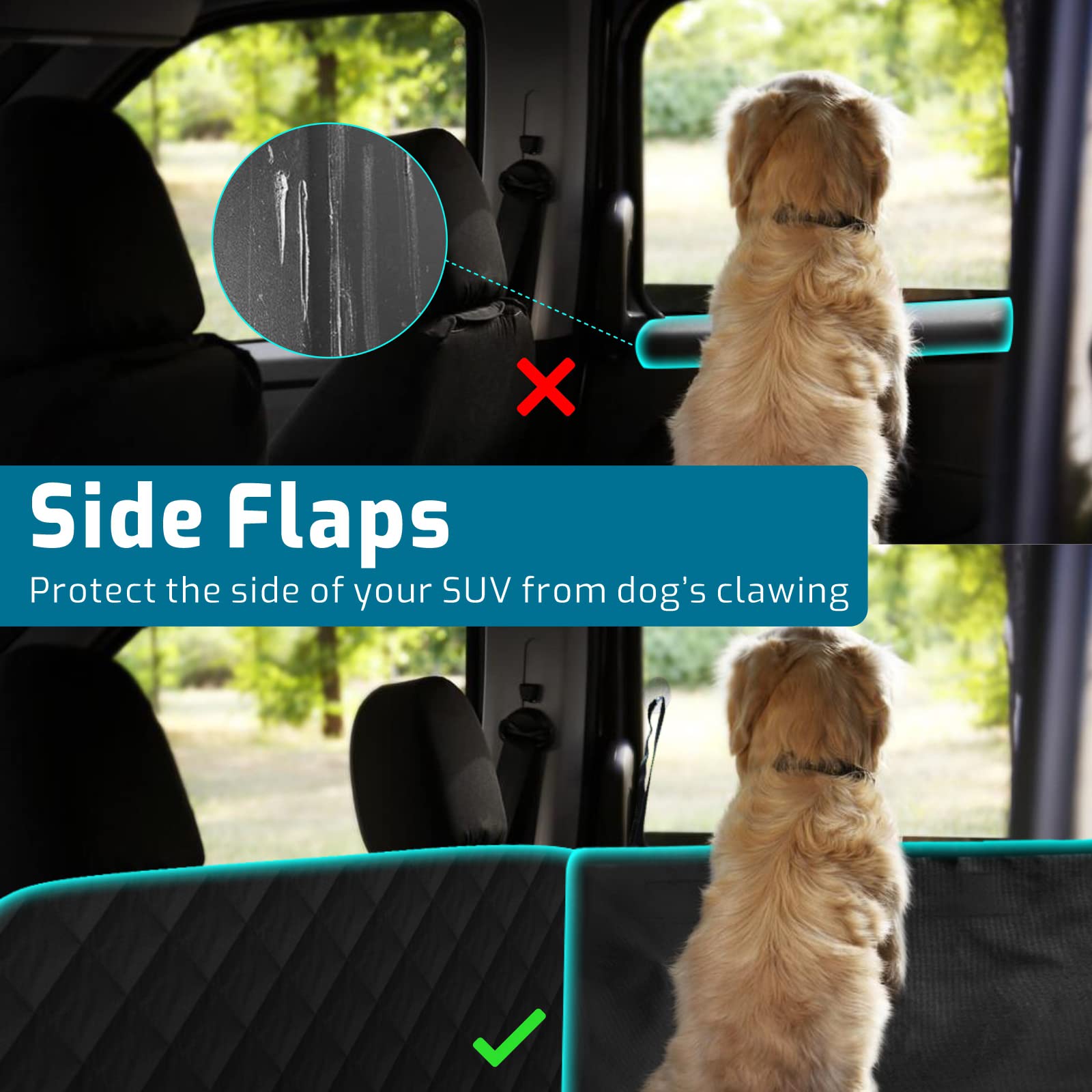 Veckle SUV Cargo Liner for Dogs Water Resistant Dog Trunk Cover with Side Flaps Nonslip Pet Cover, Universal Fit Cargo Area Prot