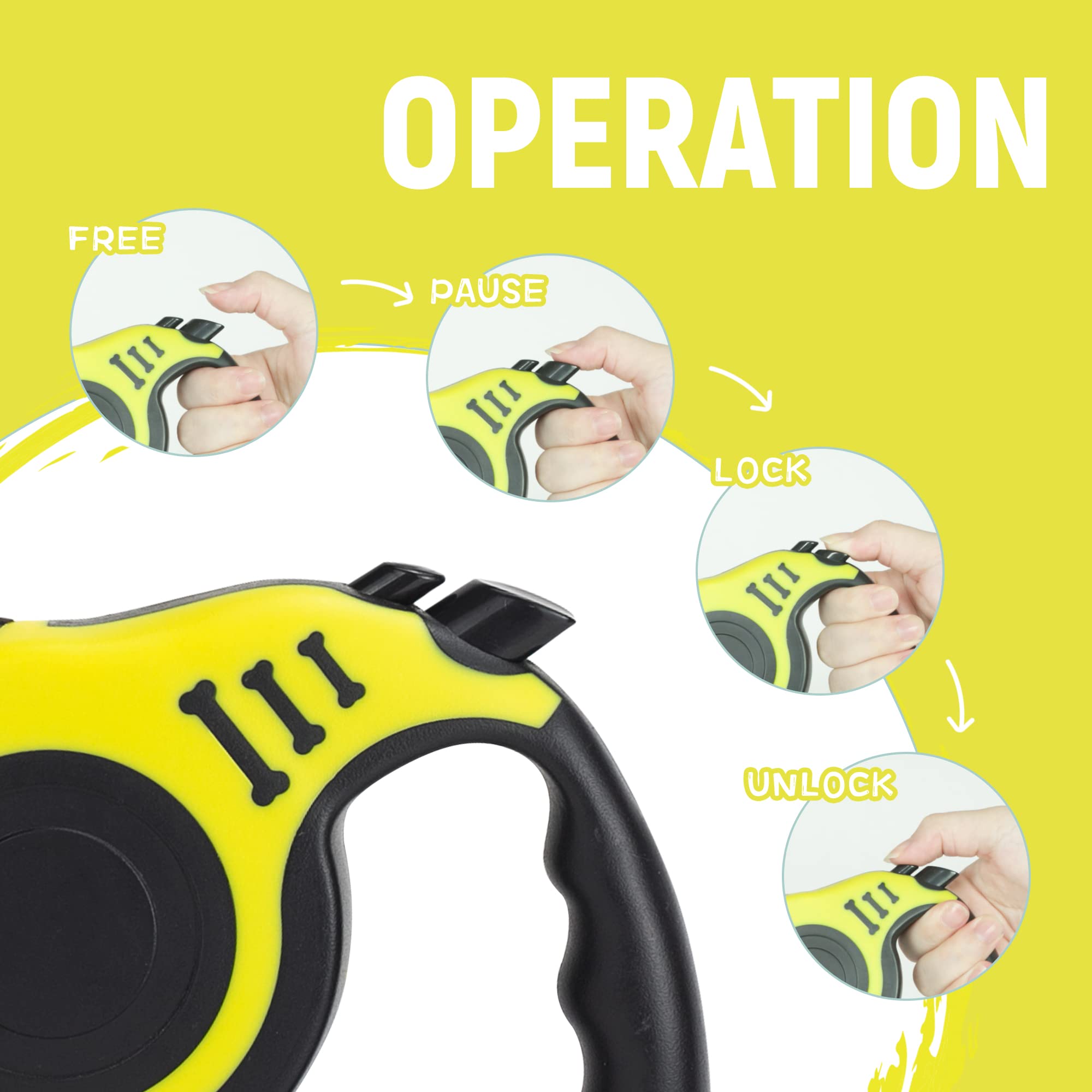 Lievuiken Retractable Dog Leash Automatic Telescopic Tractor Dog Tape, Pet Tape 10/16 Ft Durable And Convenient, With Folding Bo