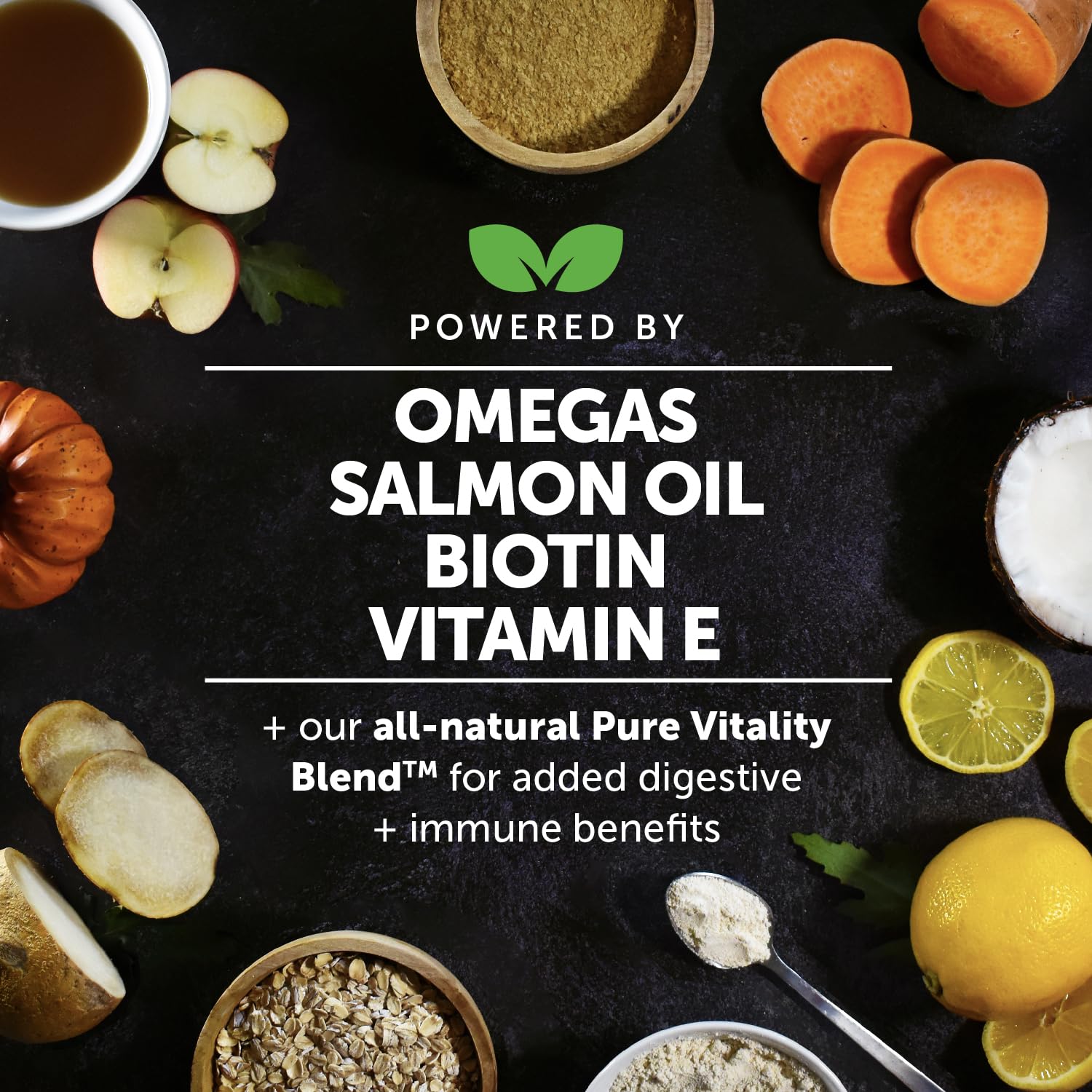 Omega Skin Health Chews for Dogs, Alaskan Salmon Oil, Omega-3 Fish Oil, Krill, Spirulina, Omega-3s, Healthy Skin & Coat, Itchy S