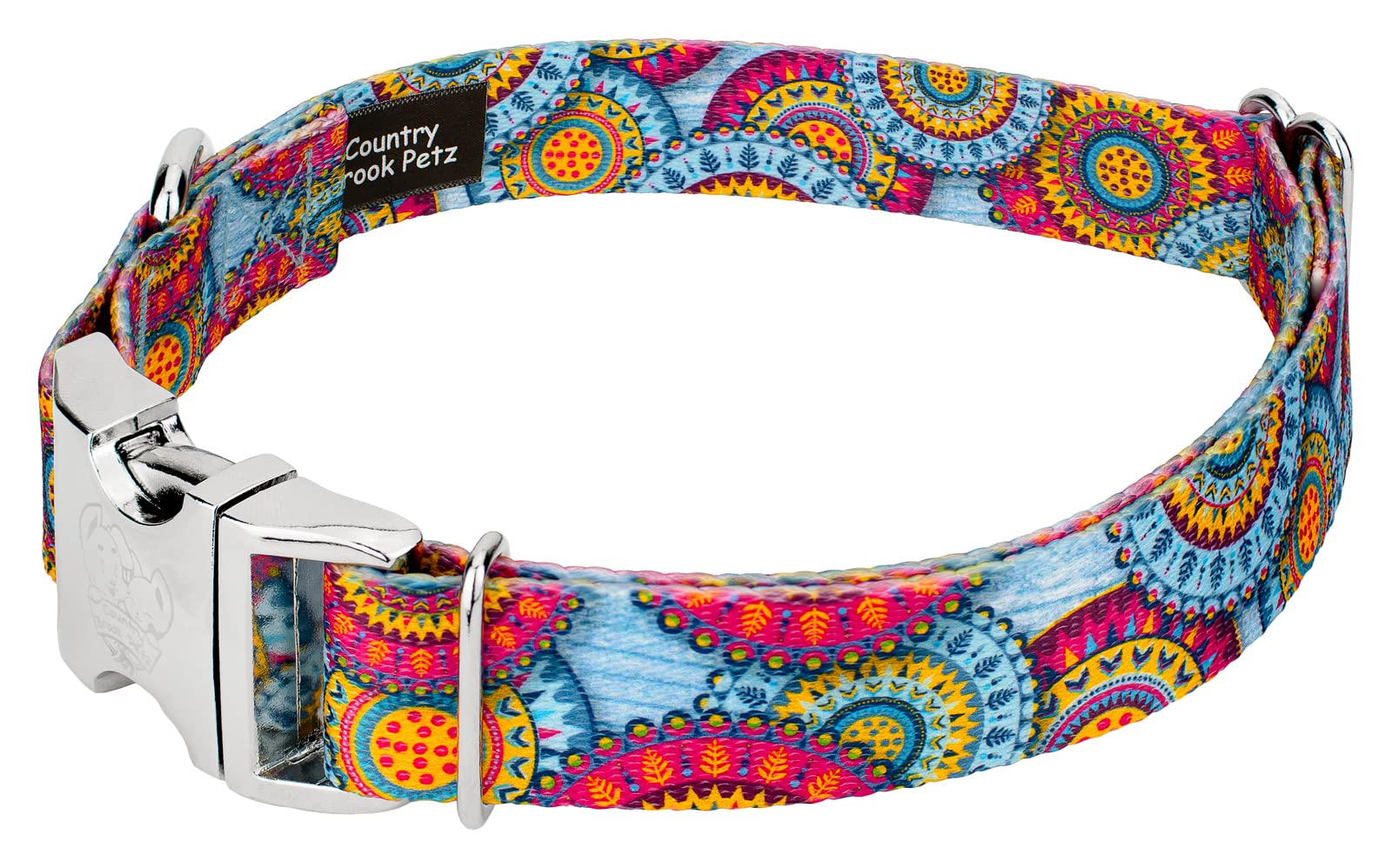 Country Brook Petz - Premium Sky Mandala Dog Collar And Leash - Groovy Collection Featuring Far Out Designs (1 Inch, Medium)