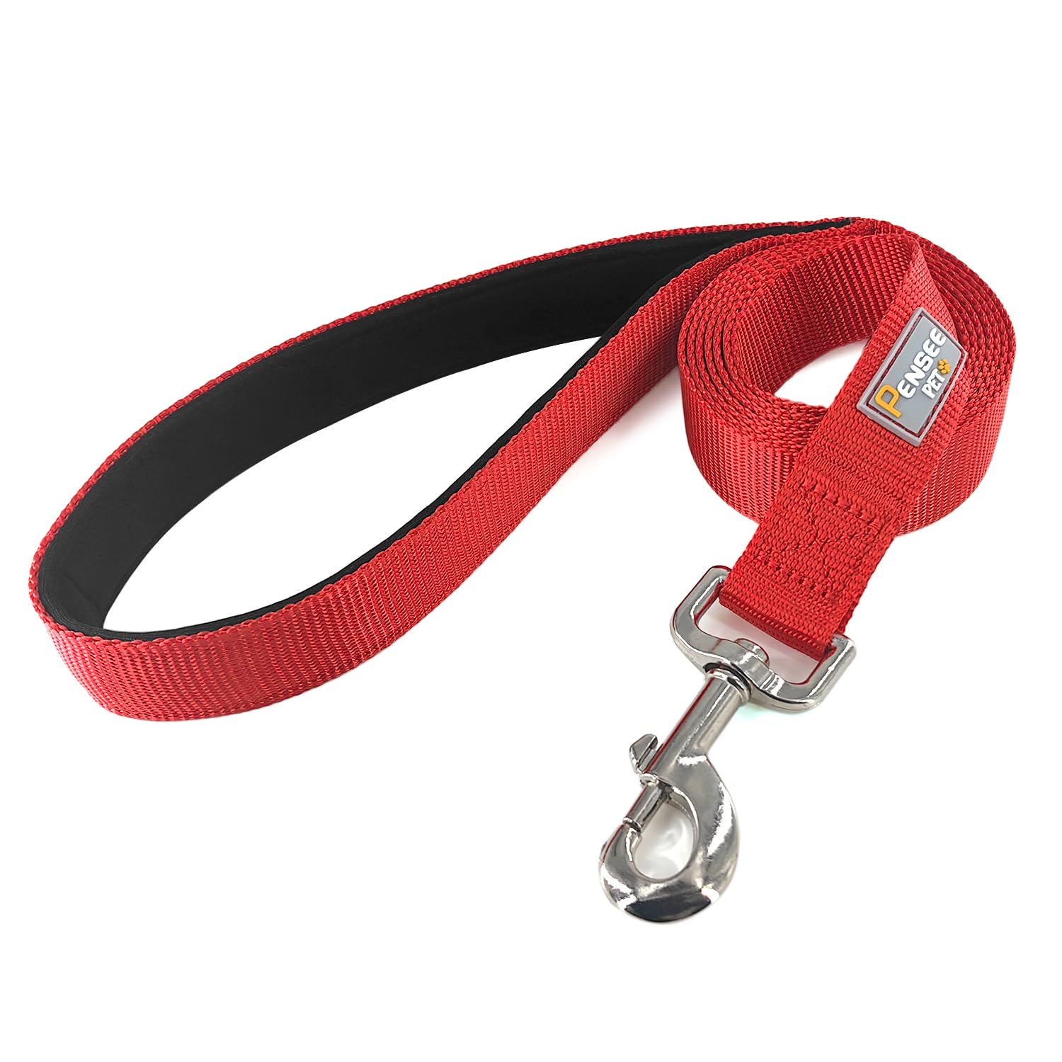 Penseepet Basic Dog Leashes 6 Ft Padded Handle Nylon Dogs Leashes For Large Dogs Red