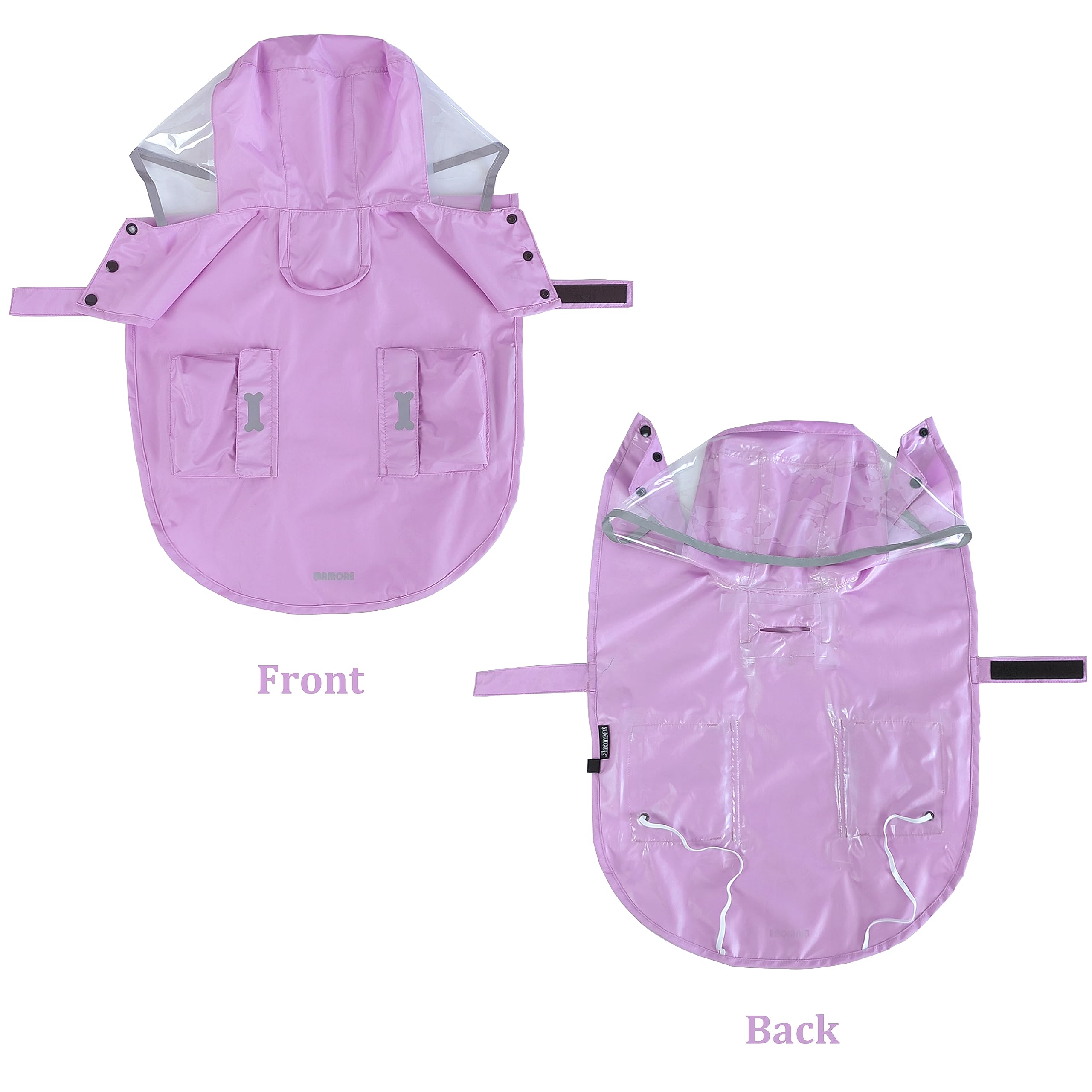 Waterproof Dog Raincoat, Adjustable Reflective Lightweight Pet Rain Clothes With Poncho Hood(Medium, Light Purple)