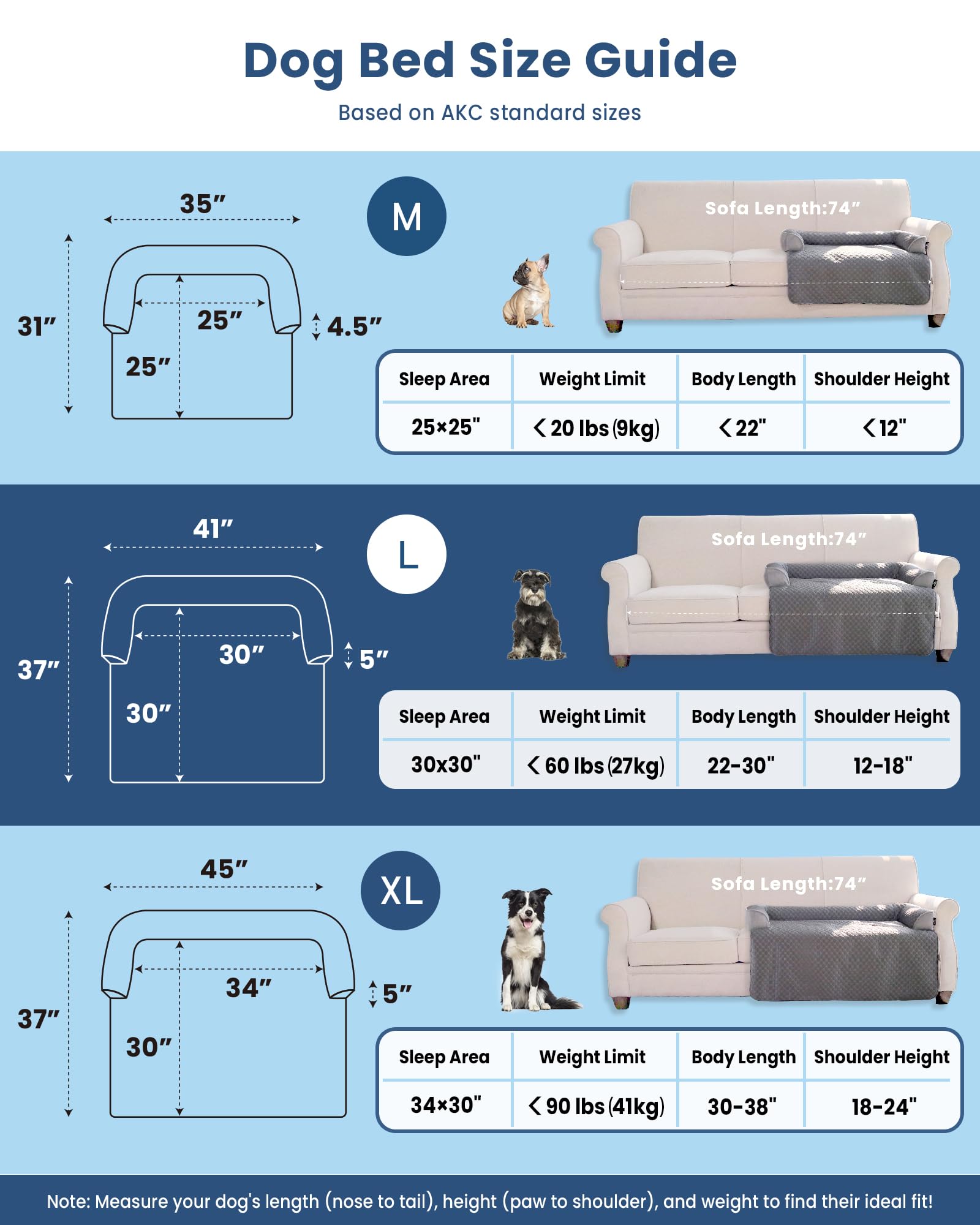 Blunique Large Cooling Dog Bed, 41 X 37 Inch Waterproof Couch Cover For Dogs Washable, Non-Slip Bottom, Self Cooling Mat For Dog