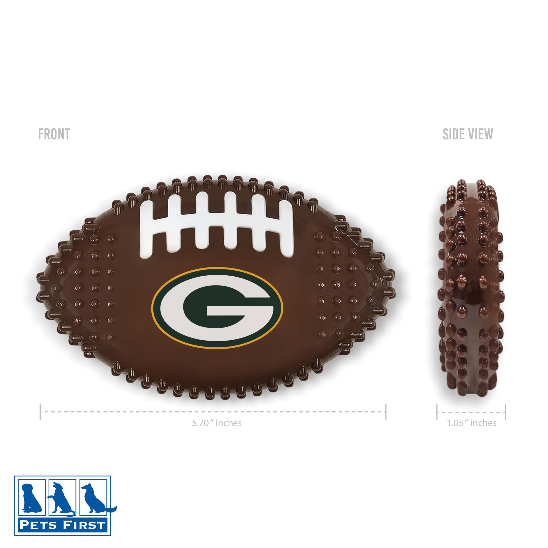 Nfl Green Bay Packers Mega- Chew Hard Nylon Bacon-Flavored Dog Bone Football Chew Toy Interactive Tasty Fun Dog Chewy Toys Indes