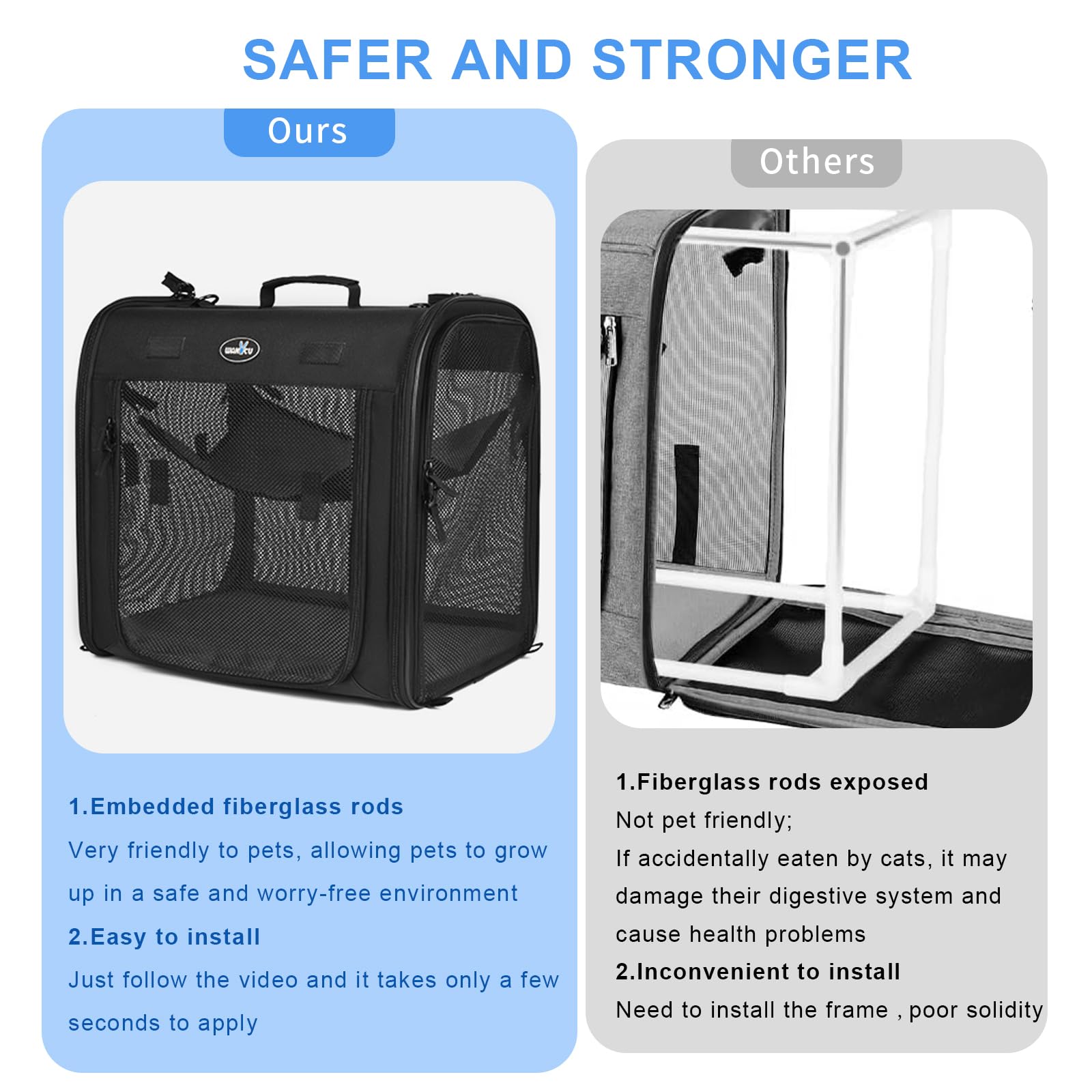 Wakytu Portable 2-In-1 Pet Carrier For Medium Dogs Large Cat Carrier For 2 Cats Travel Double Dog Crate Set With Portable Carry