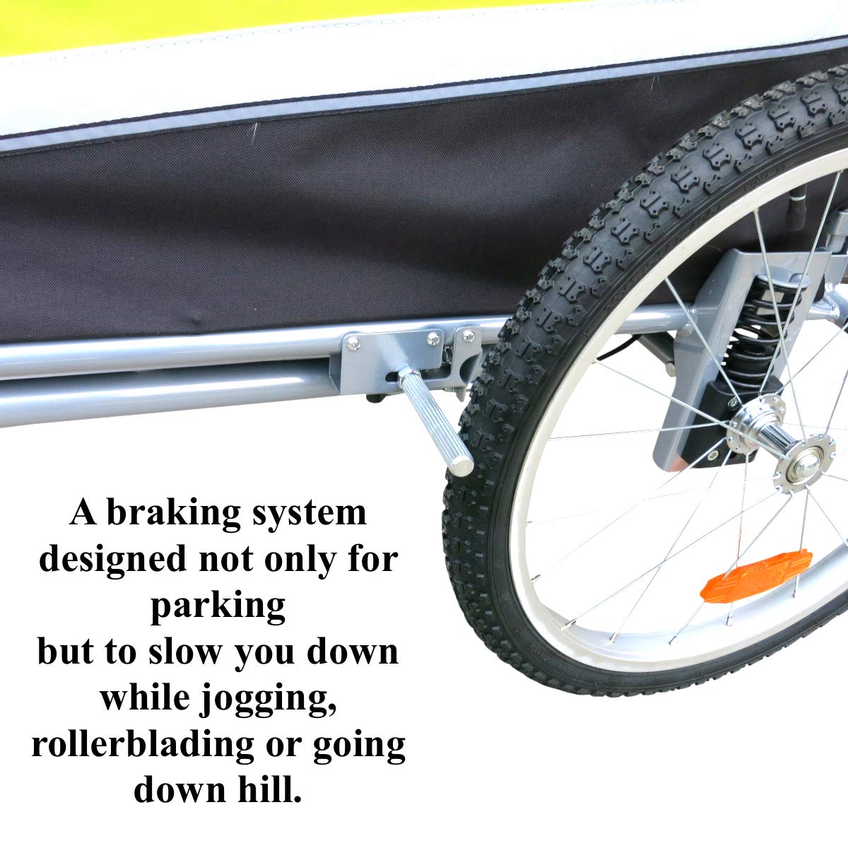 Booyah Medium Dog Stroller & Pet Bike Trailer And With Suspension - Florescent Green