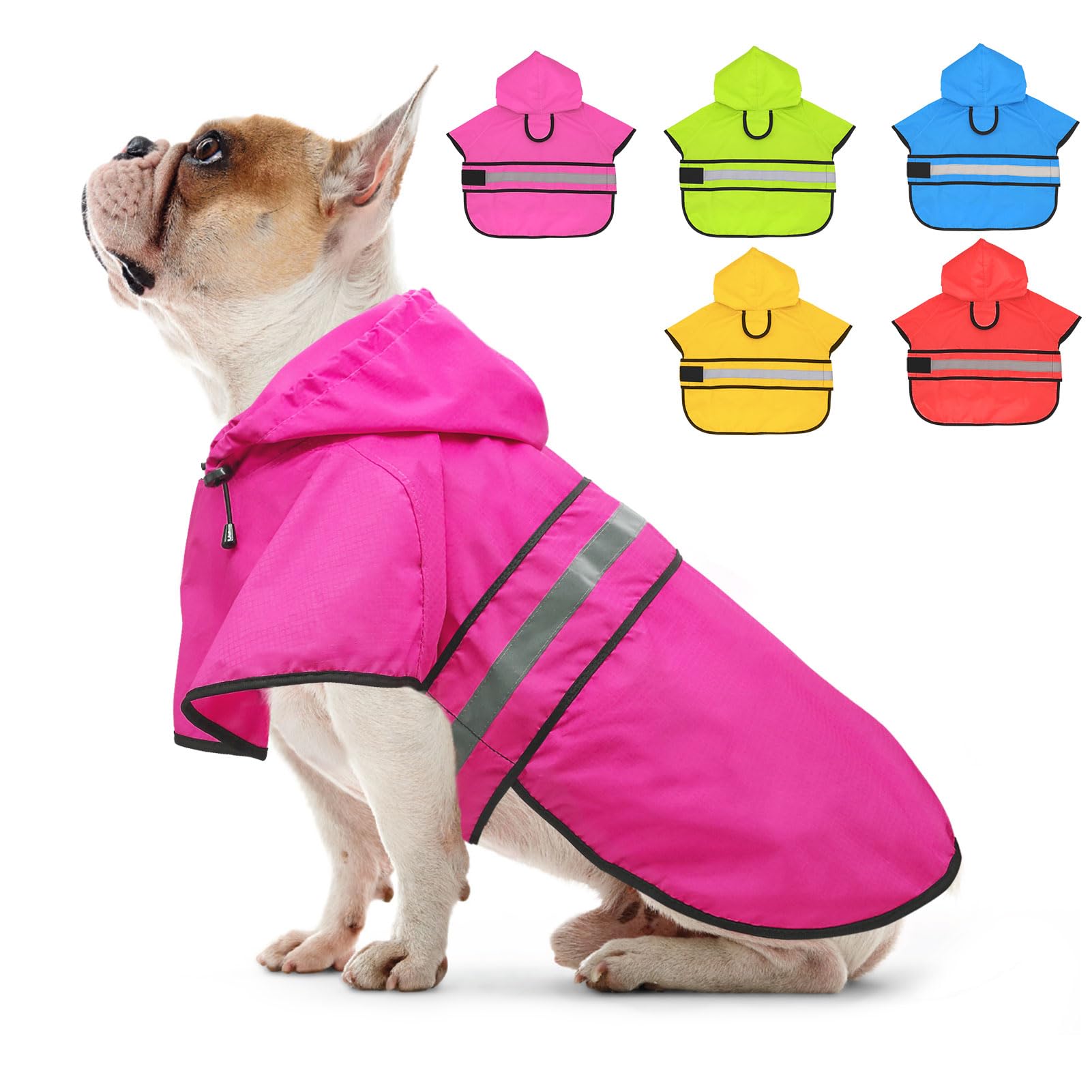 Candofly Dog Raincoat Reflective Dog Rain Jacket Waterproof Hooded Ponch Rain Coat For Small Medium Large Dogs (Pink, Medium)