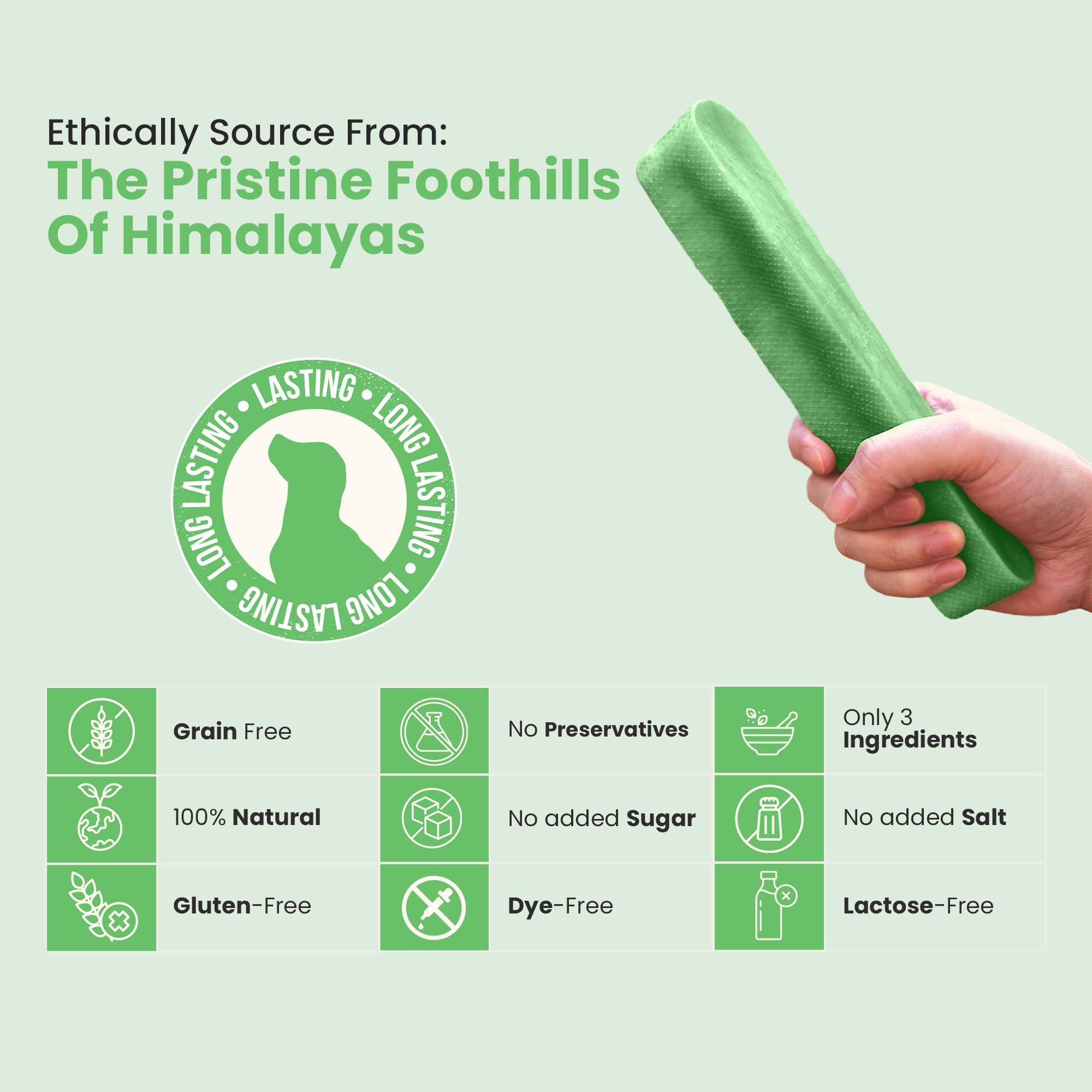 KATHMANDUS 100% Natural Mint Flavor Yak Chews - Keep Dogs Busy & Happy with Our Lactose & Rawhide Free Himalayan Dog Chews - Lo