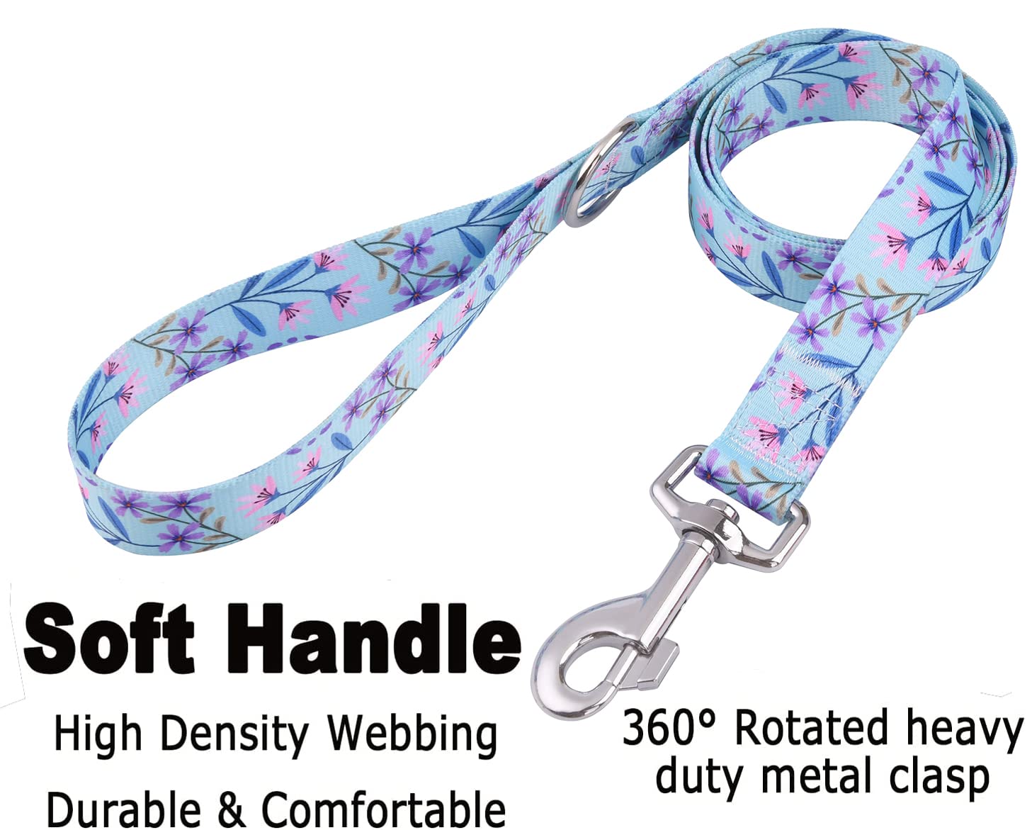 Mihqy Dog Collar And Leash Set With Bohemia Floral Tribal Geometric Patterns - Soft Ethnic Style Collar Adjustable For Small Medium Large Dogs(Pink + Purple Floral Set,M)