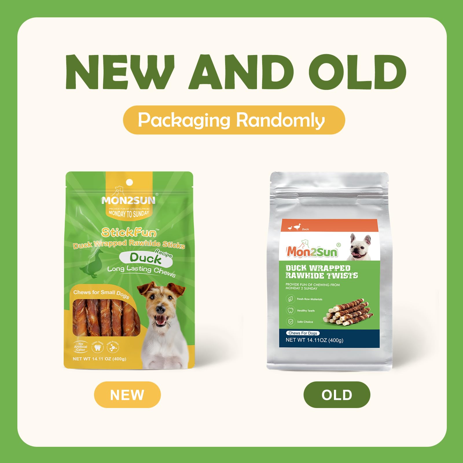 MON2SUN Duck Wrapped Rawhide Dog Treats, 14.11 oz - Dental Health Snacks for Puppies & Small Dogs