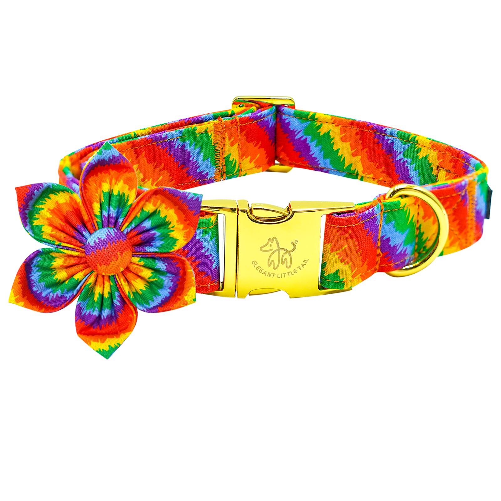 Elegant Little Tail Lgbt Dog Collar, Rainbow Dog Collars With Flower Puppy Lgbt For Pride Month Pet Flower Holiday Pet Gift Dog 