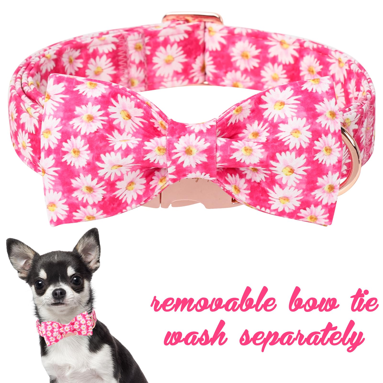 Unique Style Paws Cartoon Dog Collar With Bow Spring Summer Collar With Flower Rose Daisy For Small Medium Large Boys Girls Dogs