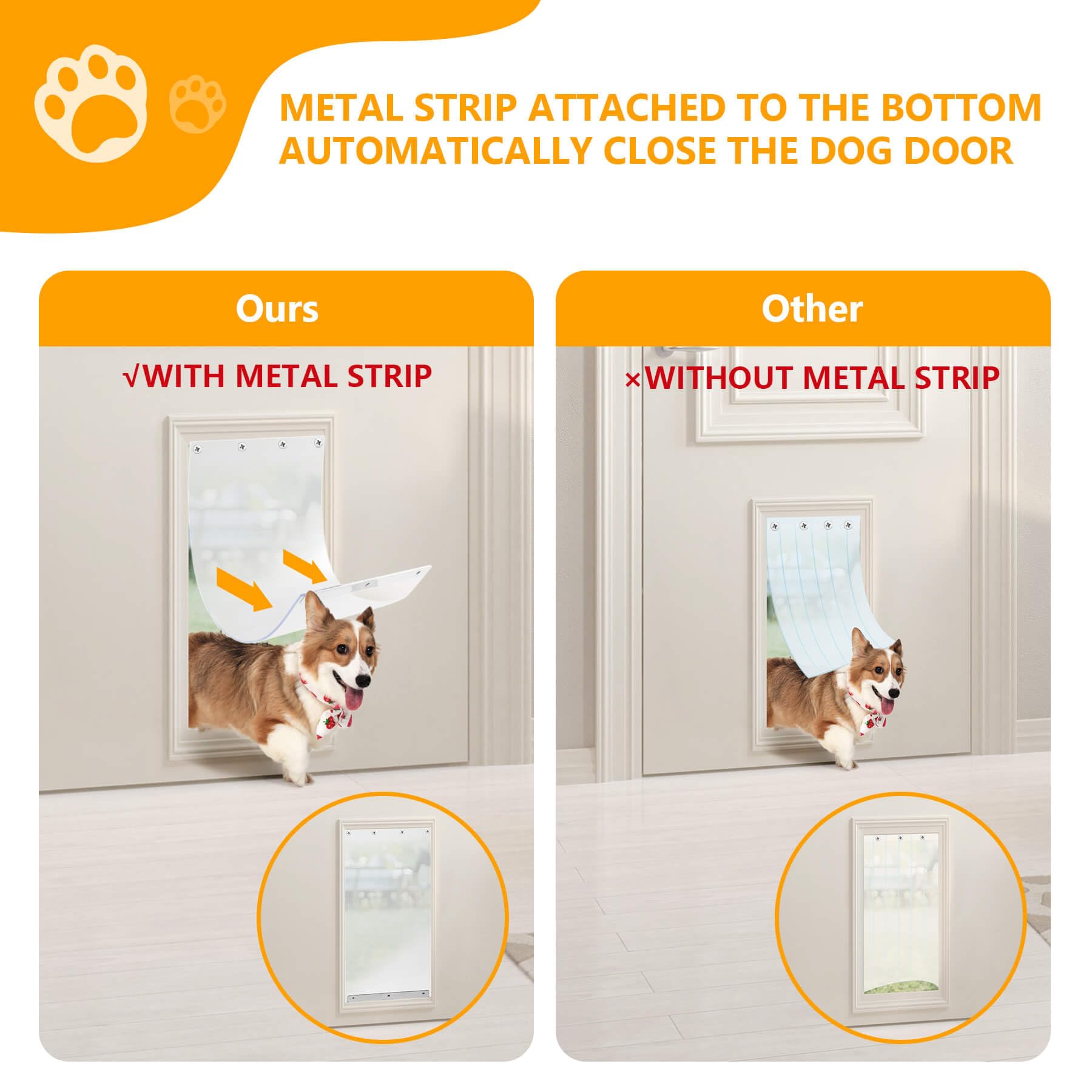 2 Pack Dog Door Replacement Flaps Compatible With Extra Large Dog Door, 17.95'' X 9.92'' Flexible Doggy Door Replacement Flap Wi