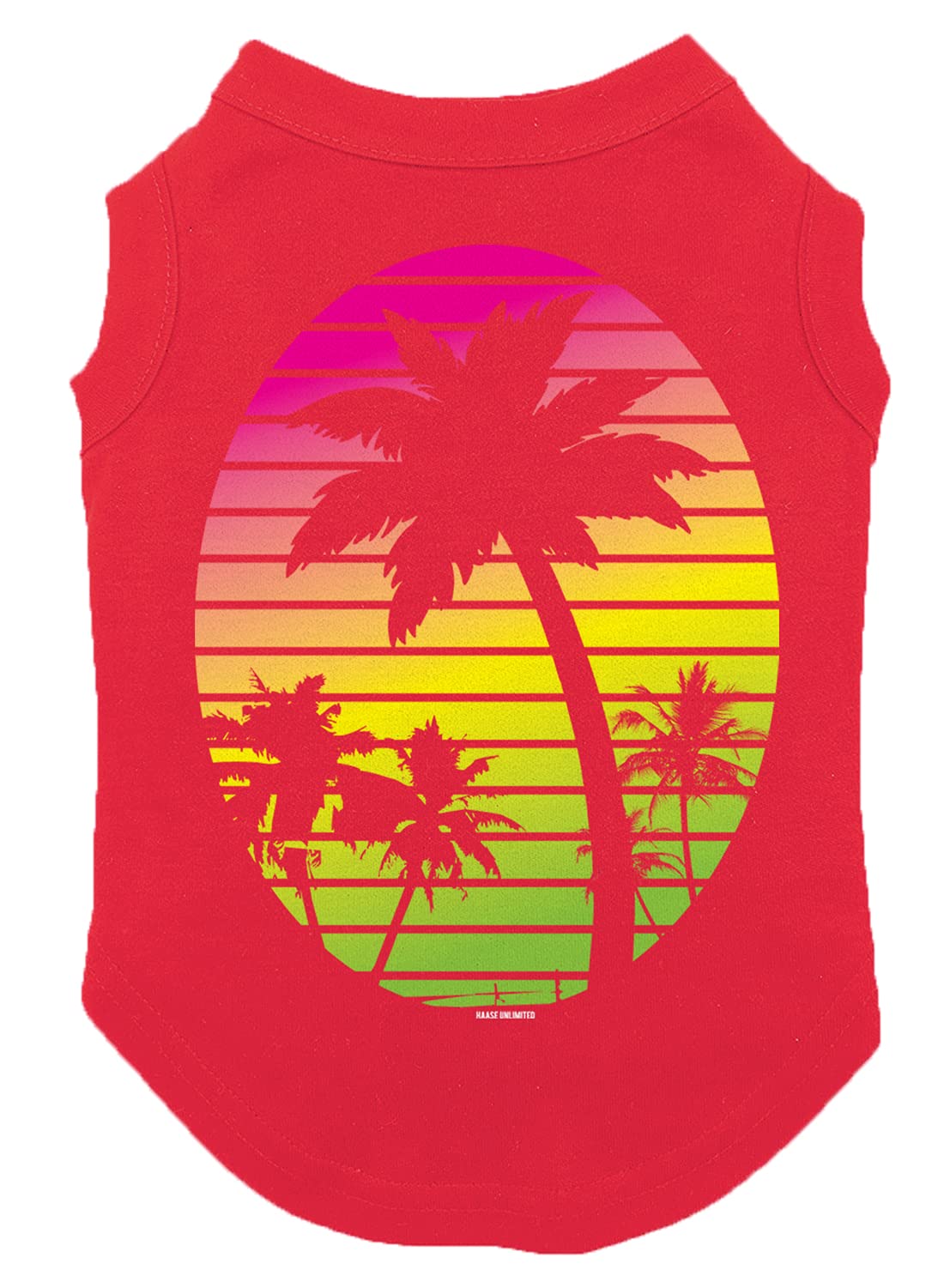 Palm Tree Scene - Dog Shirt (Red, Large)