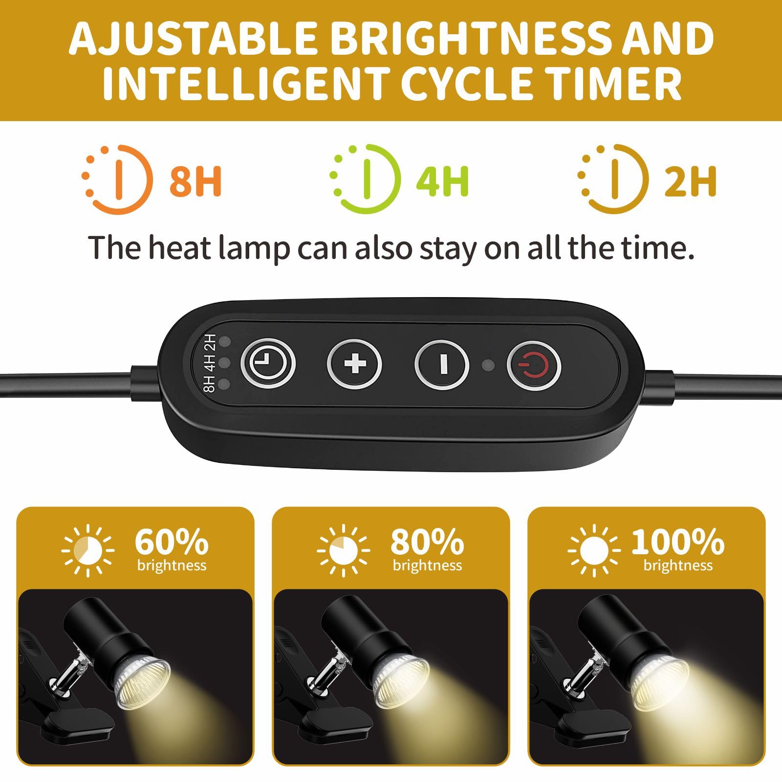 Gozilla Reptile Heat Lamp, Turtle Lamp Timing & Dimming Cycle Timer, Turtle Light 50W Uva/Uvb Reptile Light Bulb For Amphibian A