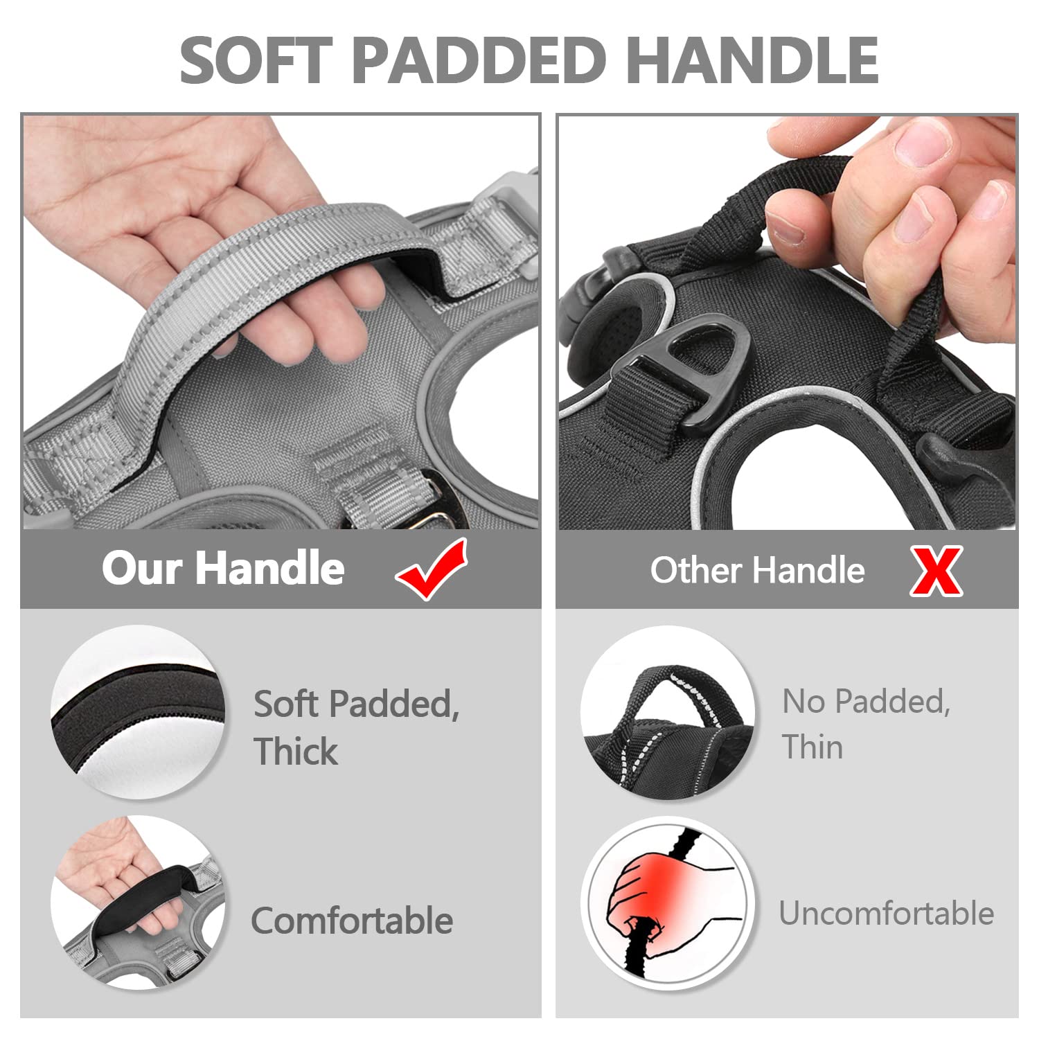 Poypet No Pull Dog Harness, No Choke Reflective Dog Vest, Adjustable Pet Harnesses With Easy Control Padded Handle For Small Med