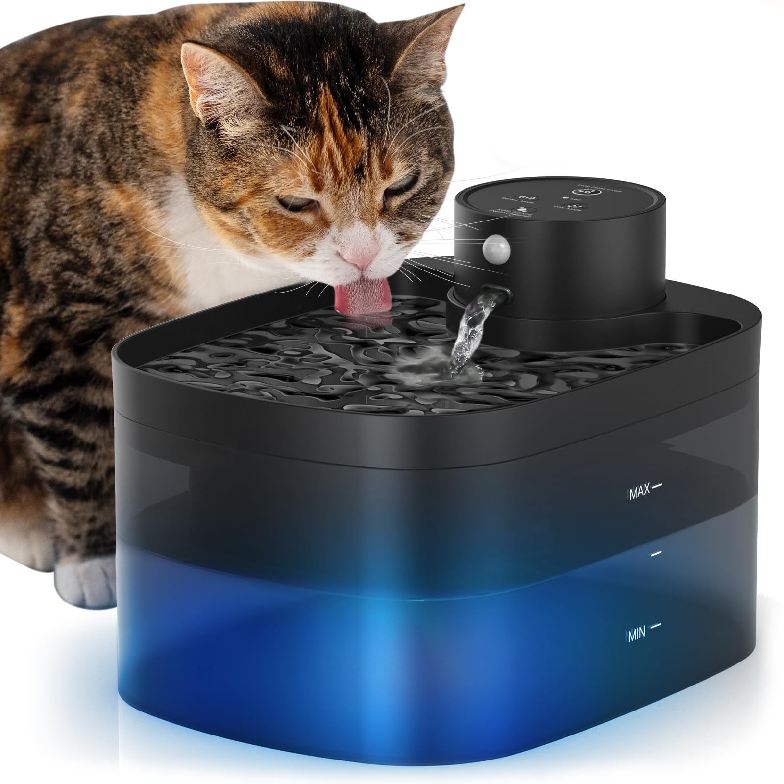 Battery Operated Cat Water Fountain, 84Oz/2.5L Wireless Pet Water Fountain For Cats Indoor, Cat Fountain With Motion Sensor, Ult